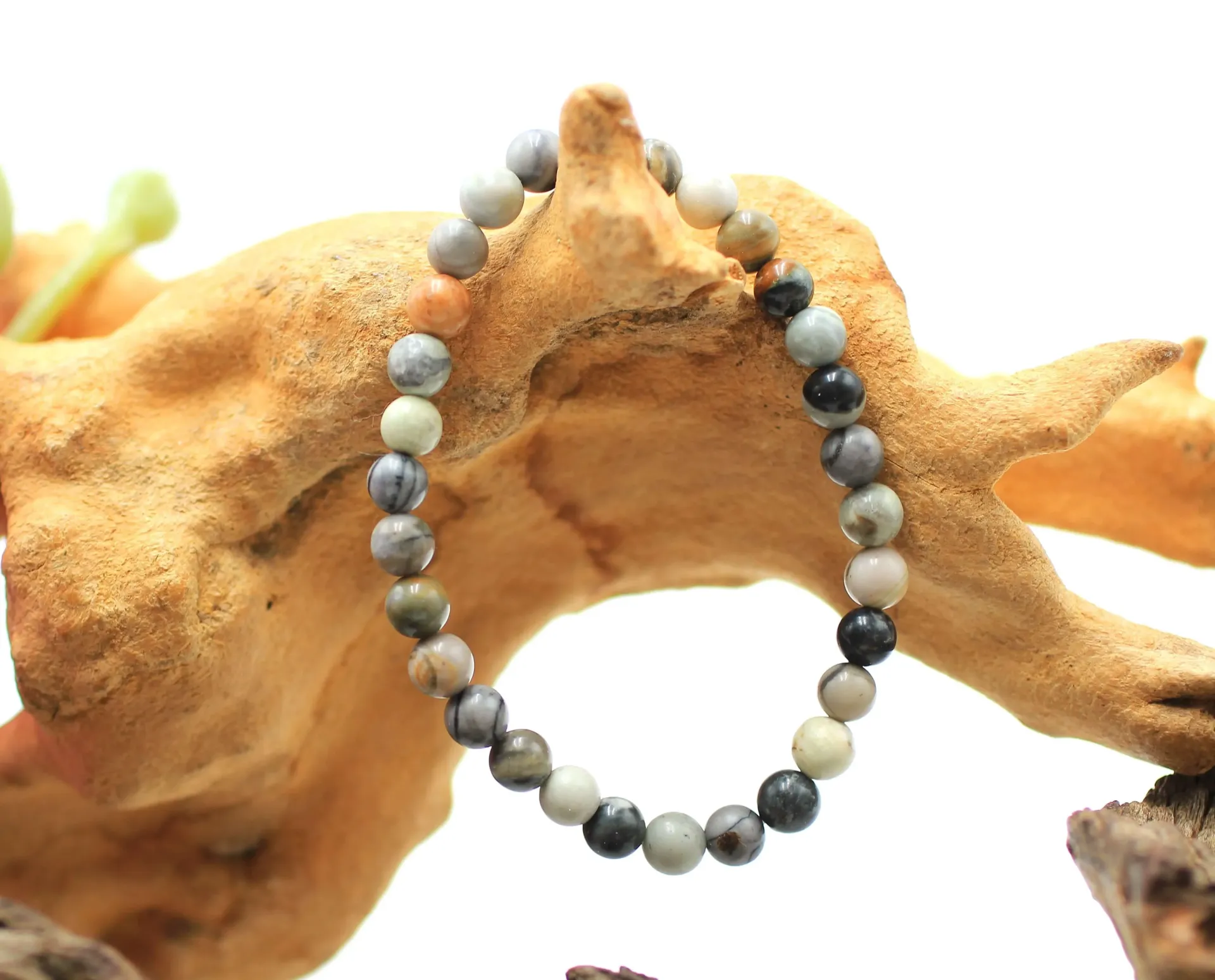 Bracelet en perles 6mm en Jaspe picasso