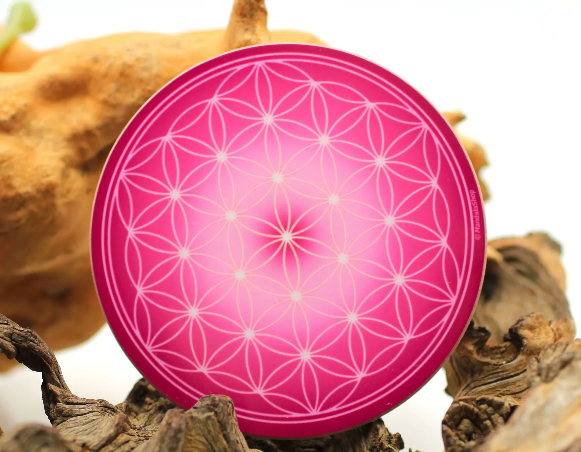 Disque harmonisant en bois Fleur de vie et Chakra Couronne