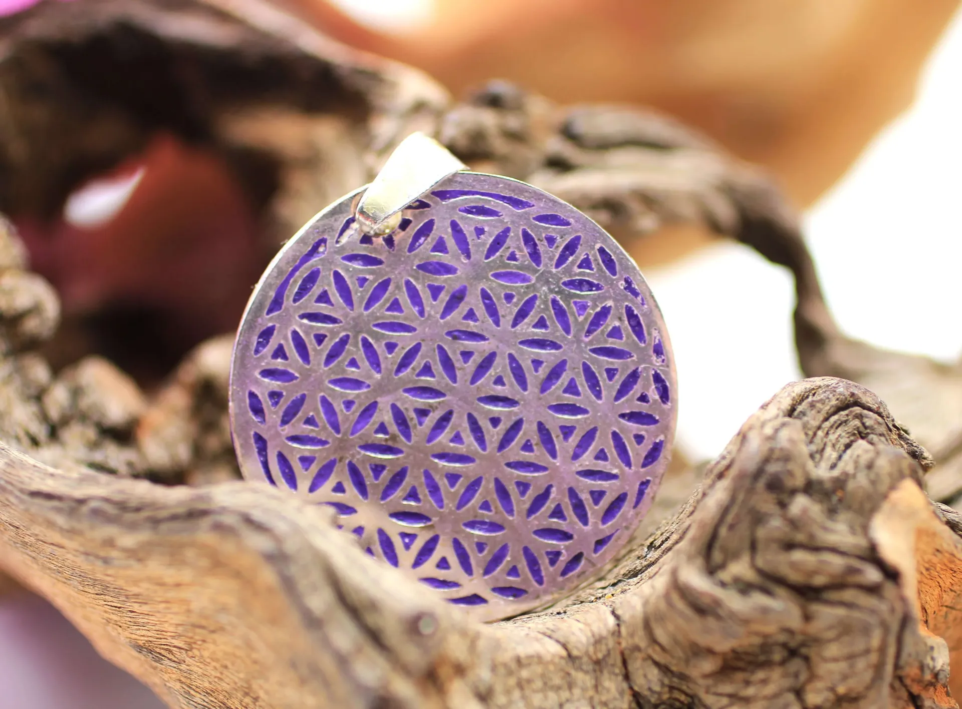 Pendentif Fleur de vie en Laiton argenté