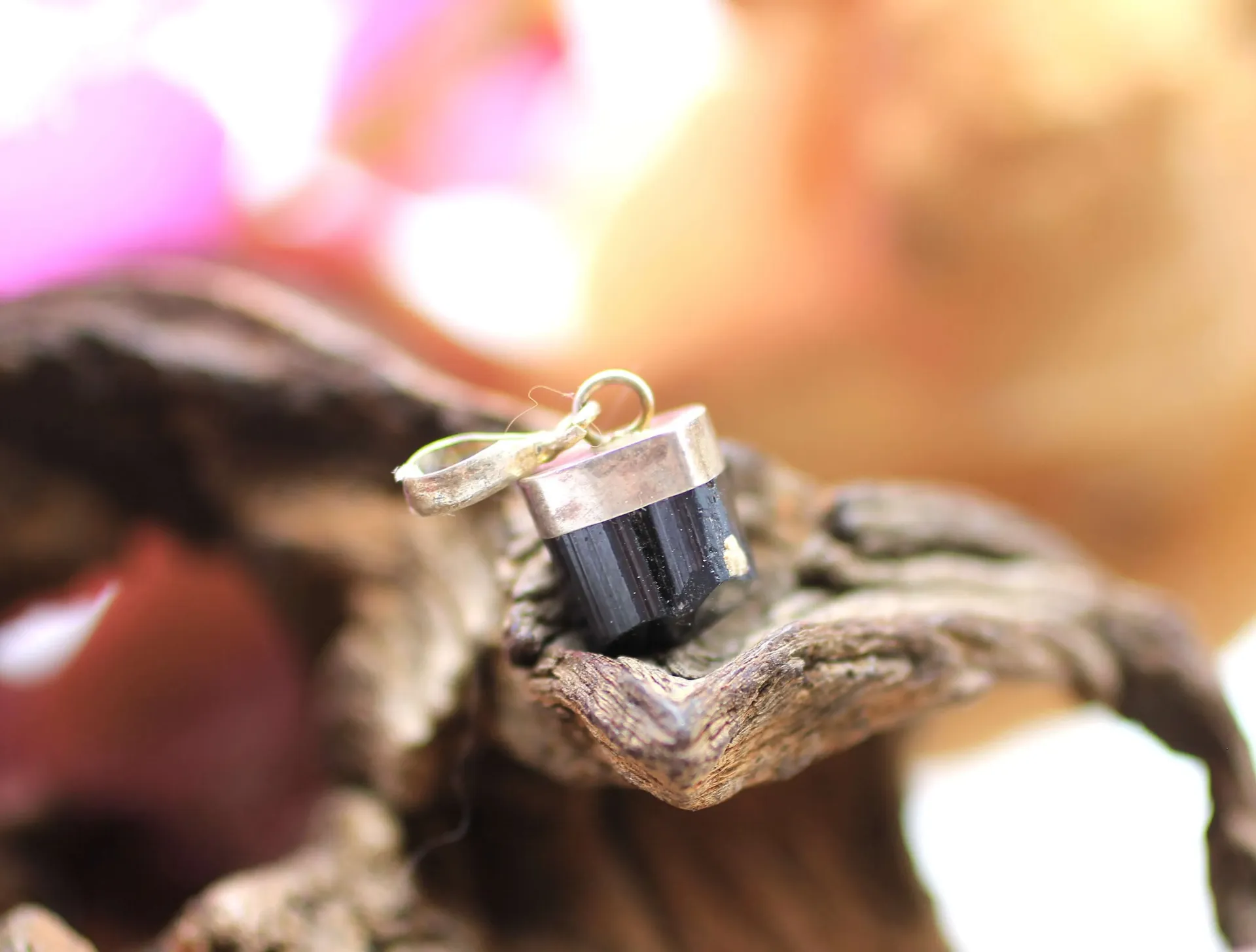 Pendentif en Argent 925 et en Tourmaline noire