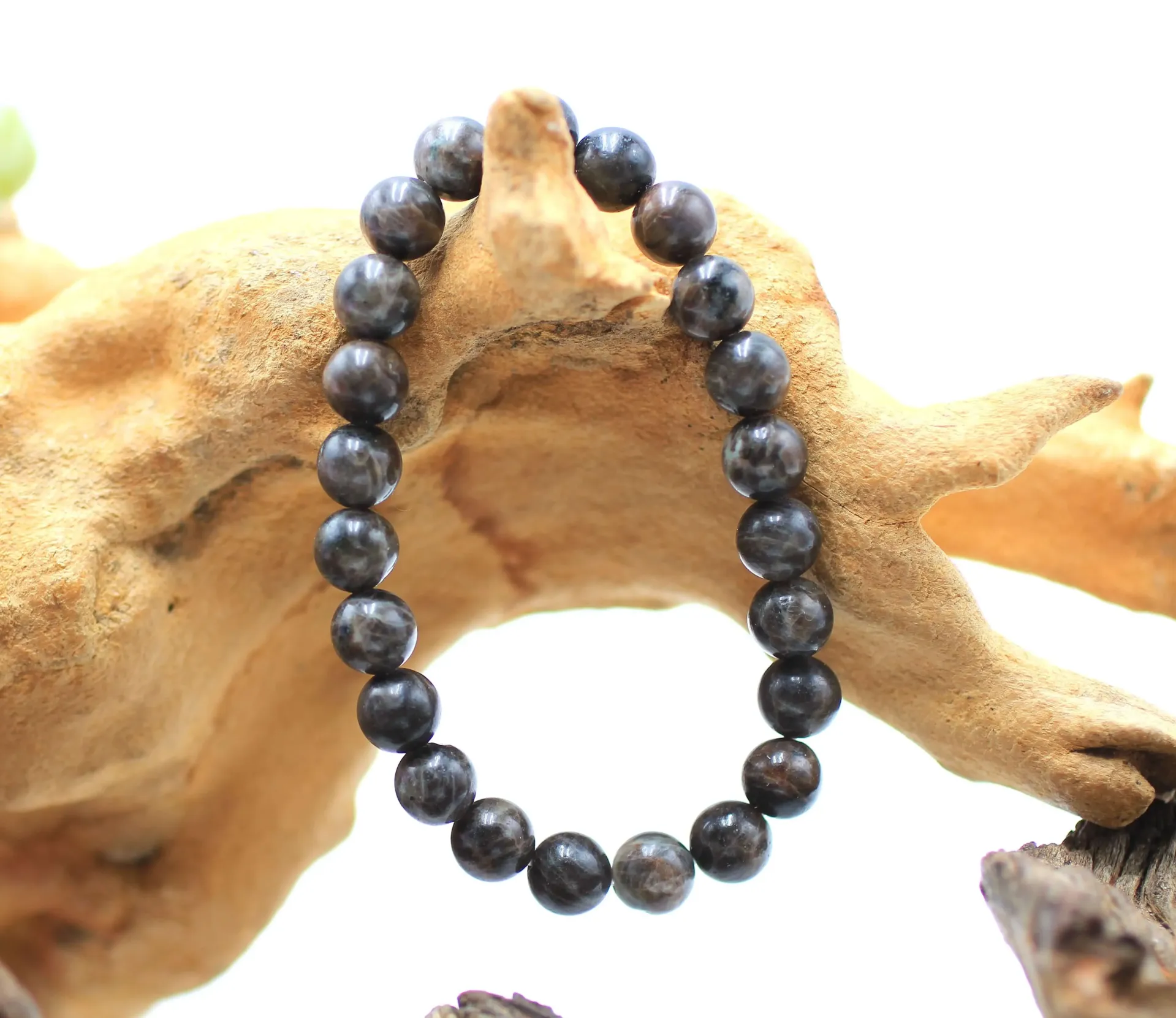 Bracelet en perles 8mm en Labradorite chocolat