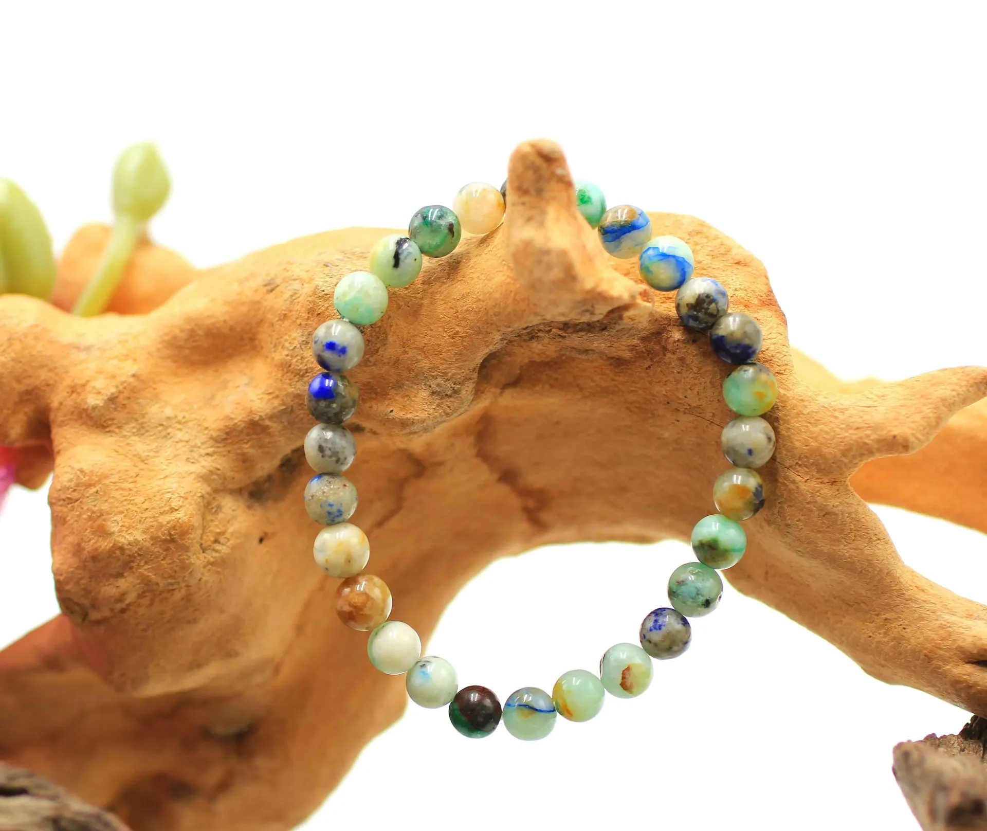 Bracelet en perles 6mm en Chrysocolle-Shattuckite