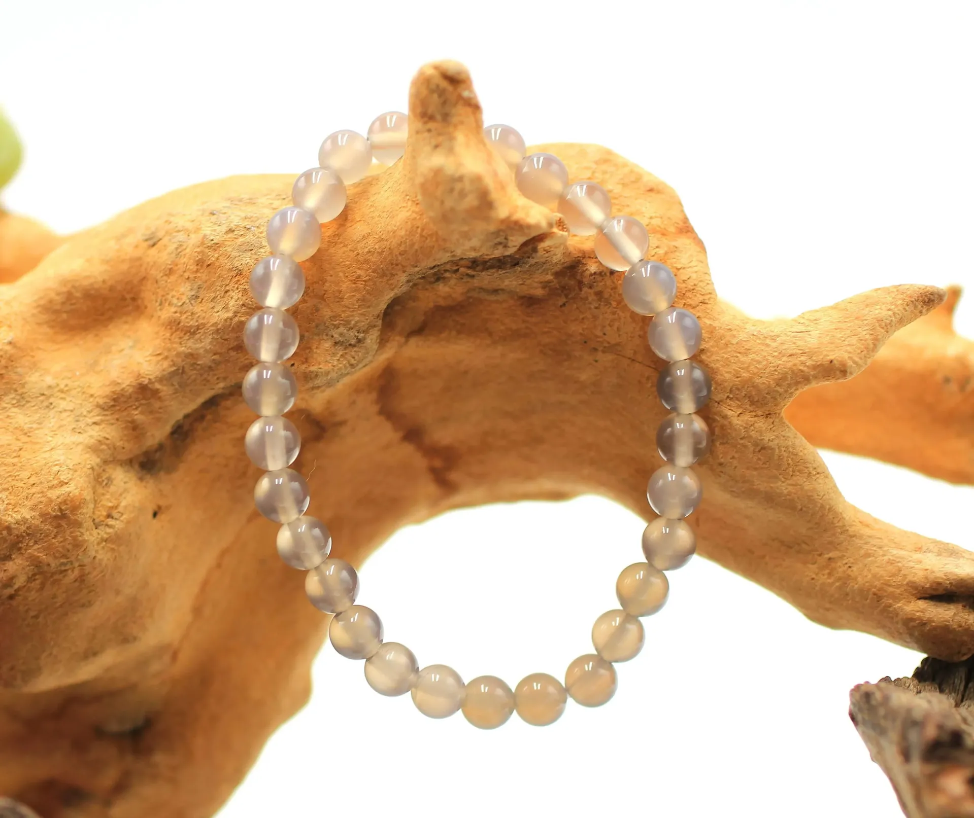 Bracelet en perles 6mm en Agate grise