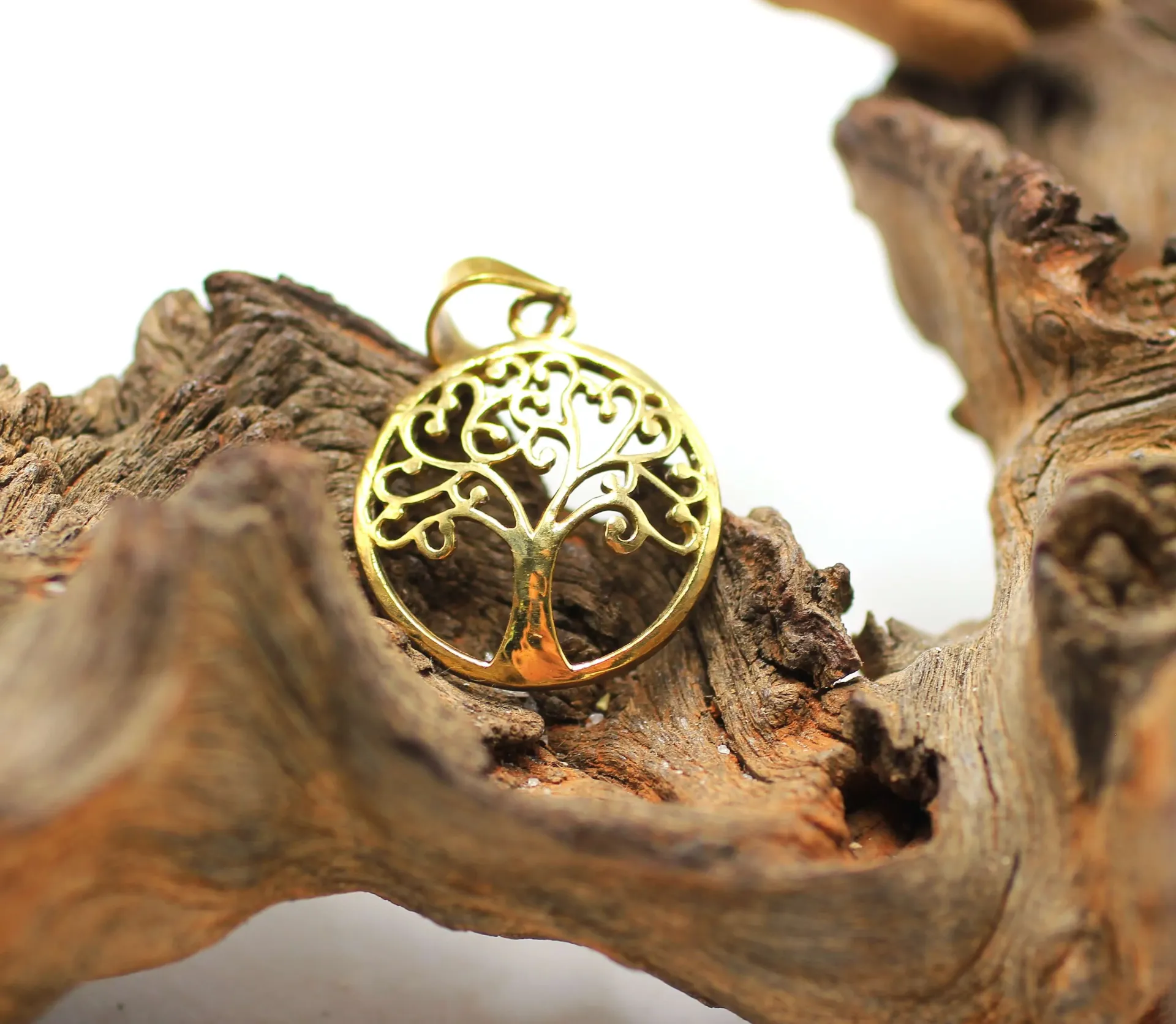Pendentif Arbre de vie en Laiton doré