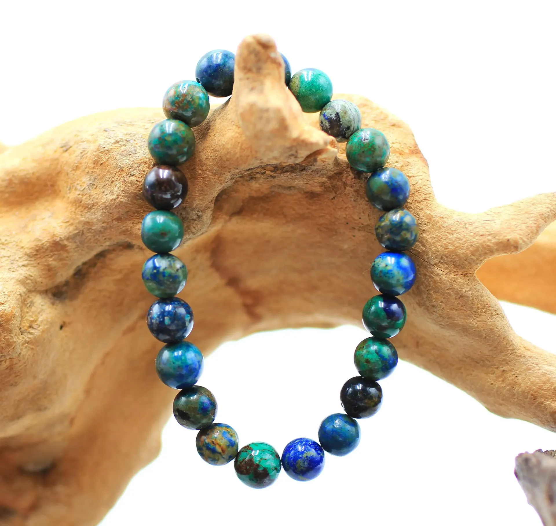 Bracelet en perles 8mm en Azurite-Malachite