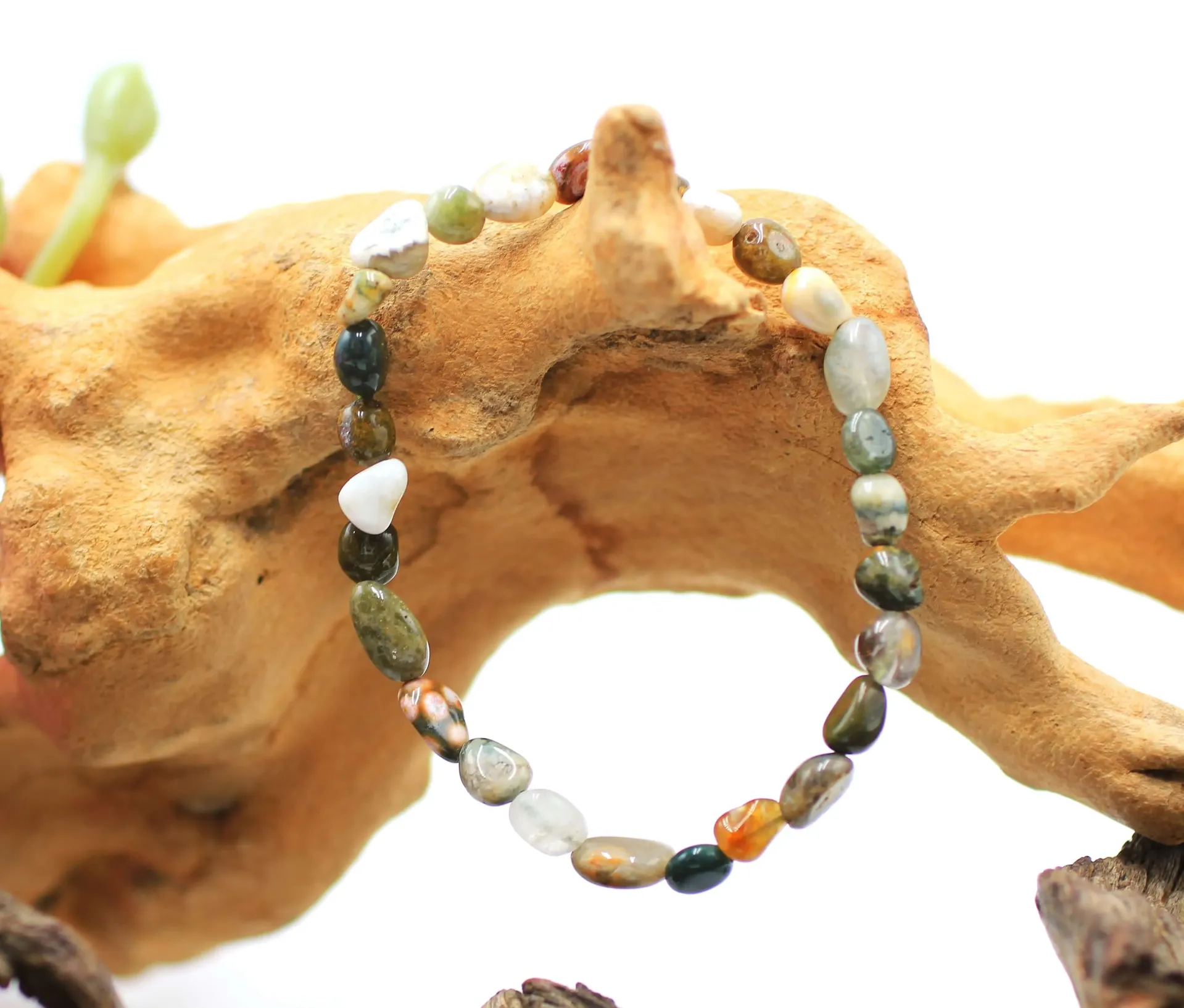 Bracelet en asymétriques en Jaspe océan