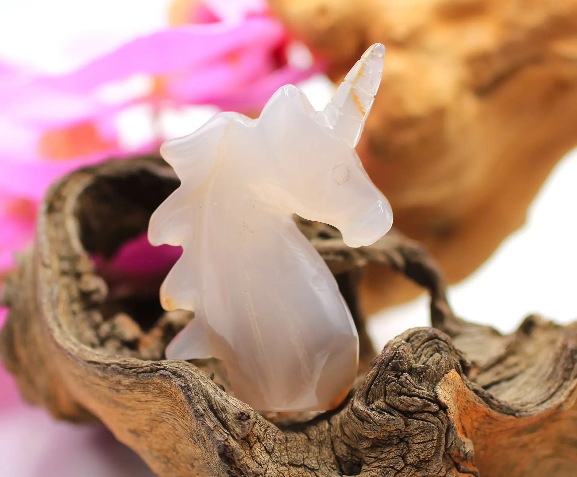 Tête de licorne en Agate grise