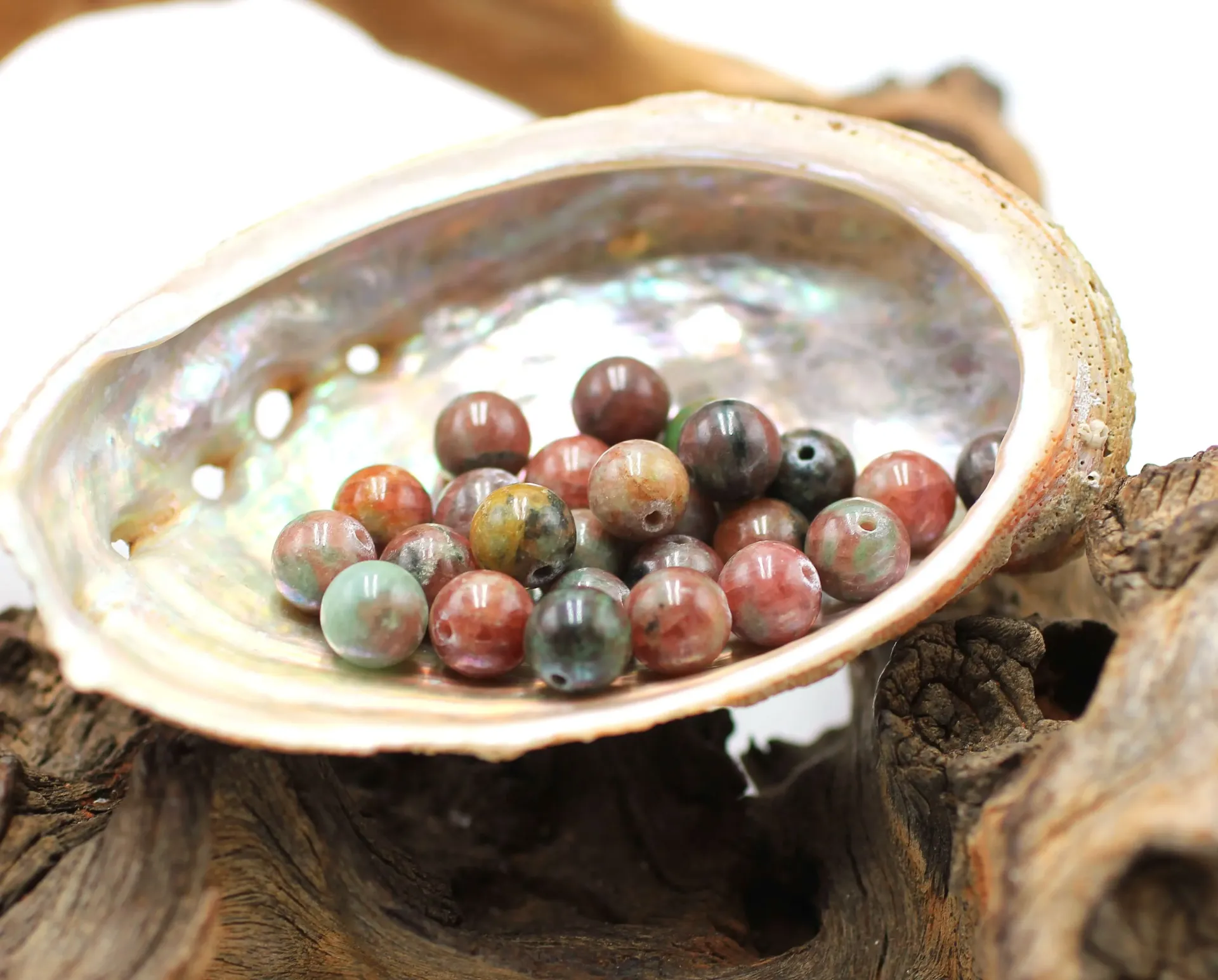 Perle 8mm en Grenat vert et rouge