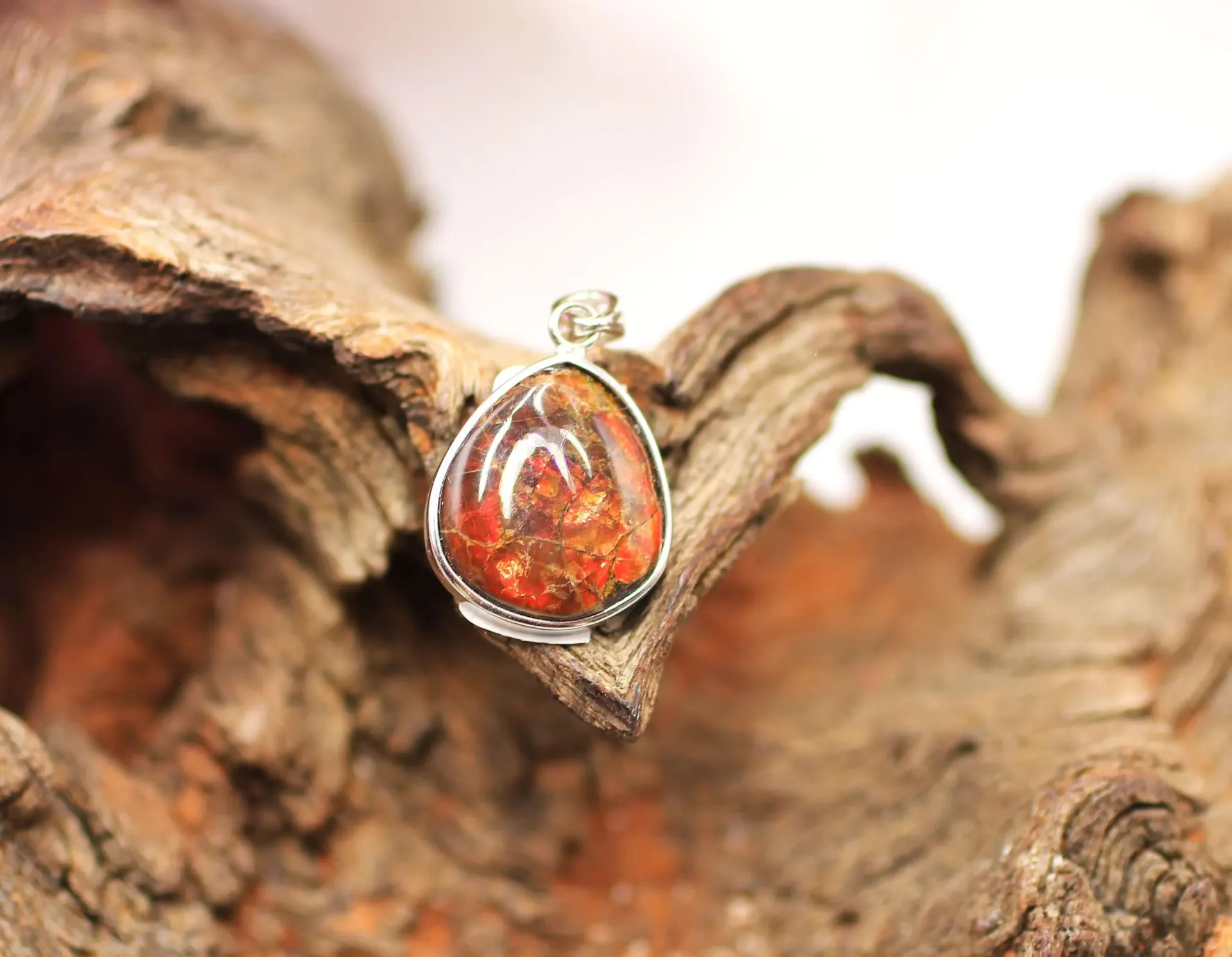 Pendentif en Argent 925 et en Ammolite