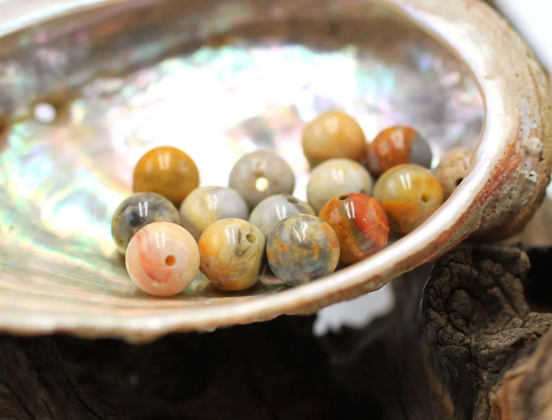 Perle 8mm en Agate crazy lace jaune