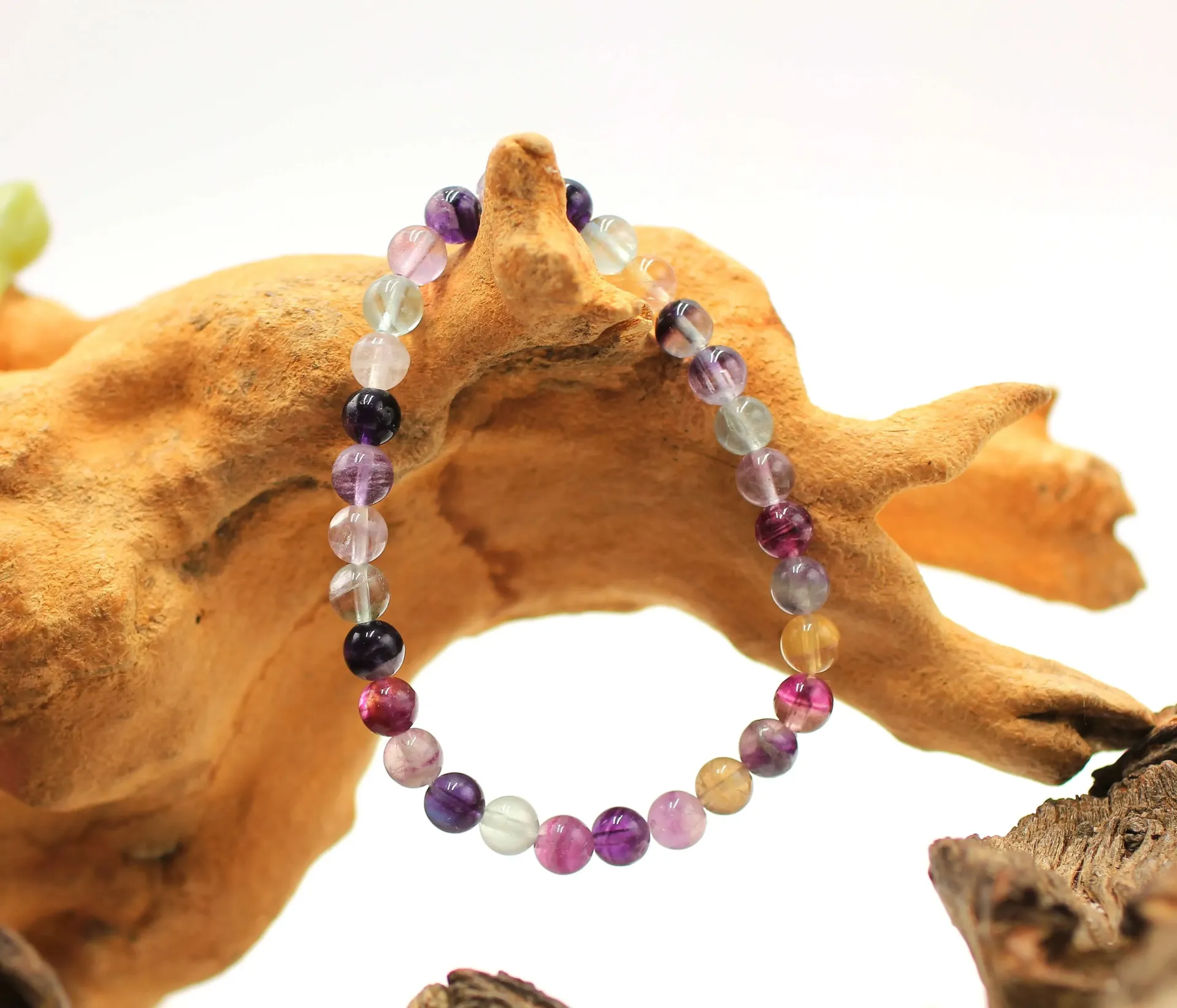 Bracelet en perles 6mm en Fluorite multicolore