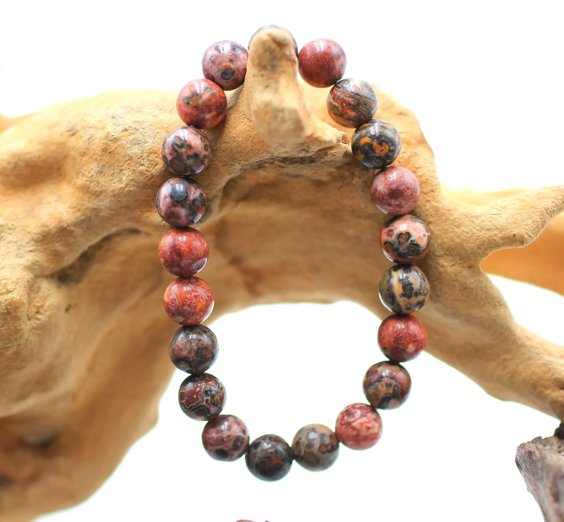 Bracelet en perles 8mm en Jaspe léopard rouge