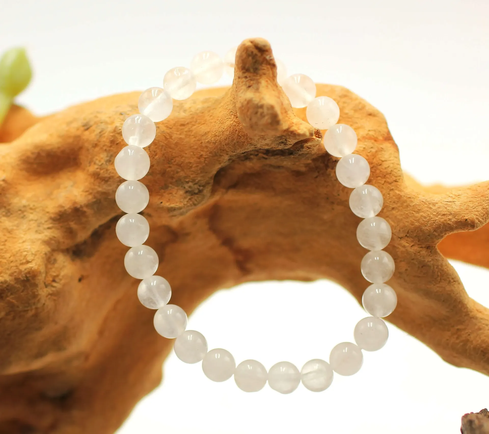 Bracelet en perles 6mm en Agate blanche