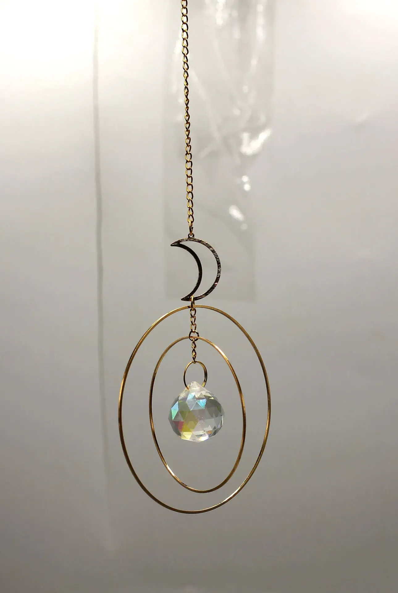 Attrape Soleil doré Croissant de lune et double anneau