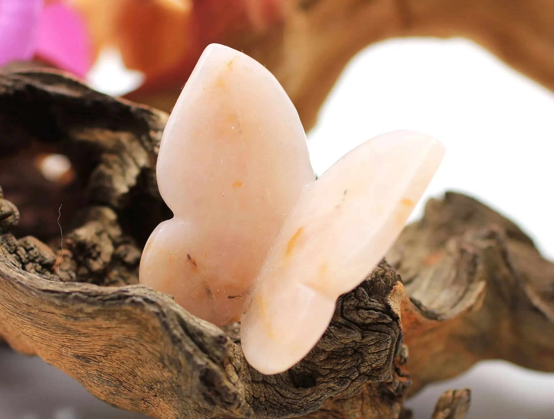 Papillon 3D à poser en Quartz rose