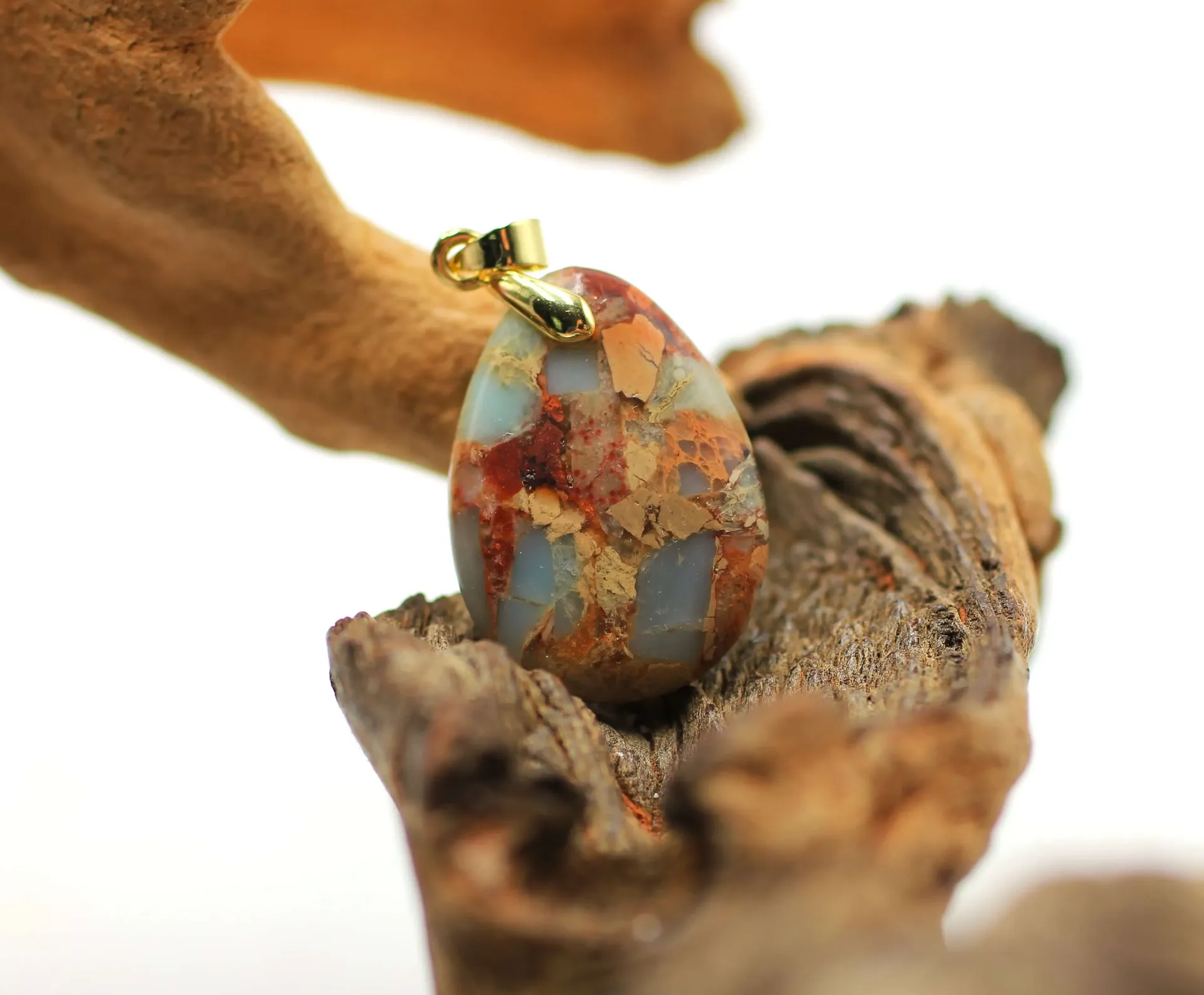 Pendentif goutte en Jaspe bleu de Shoushan