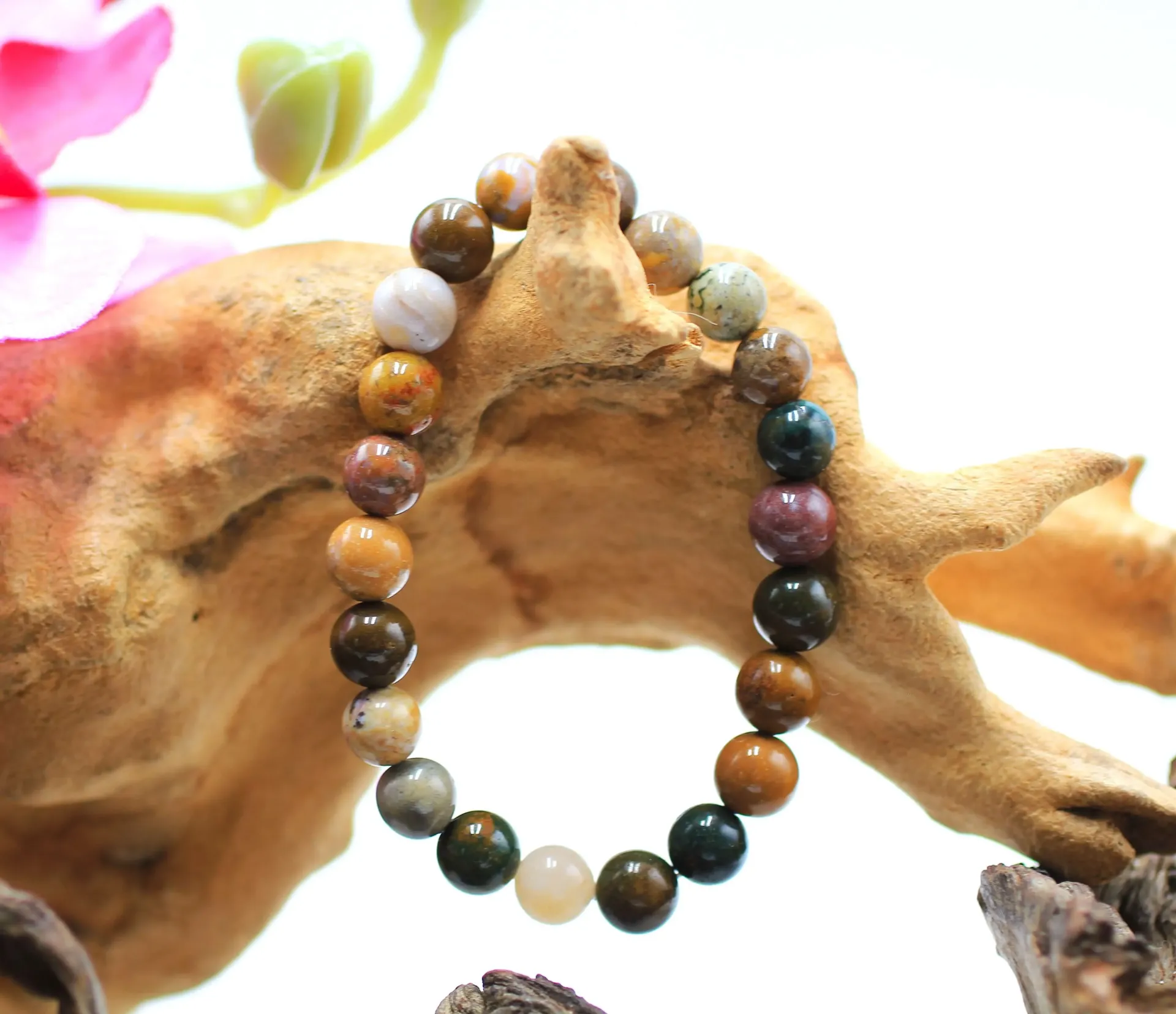 Bracelet en 8mm en Jaspe océan