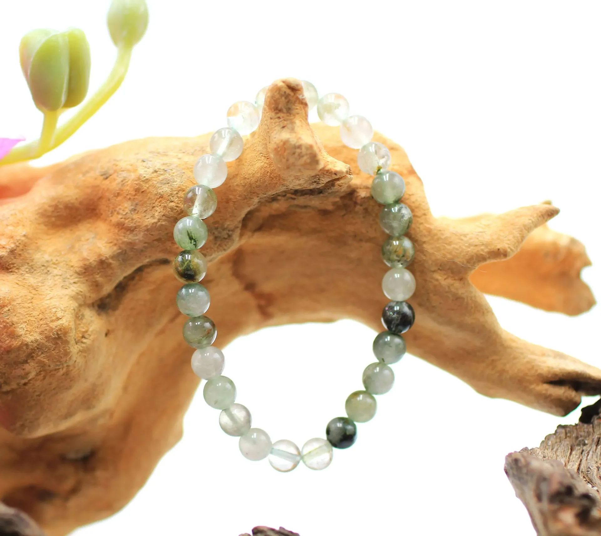 Bracelet en perles 6mm en Quartz vert