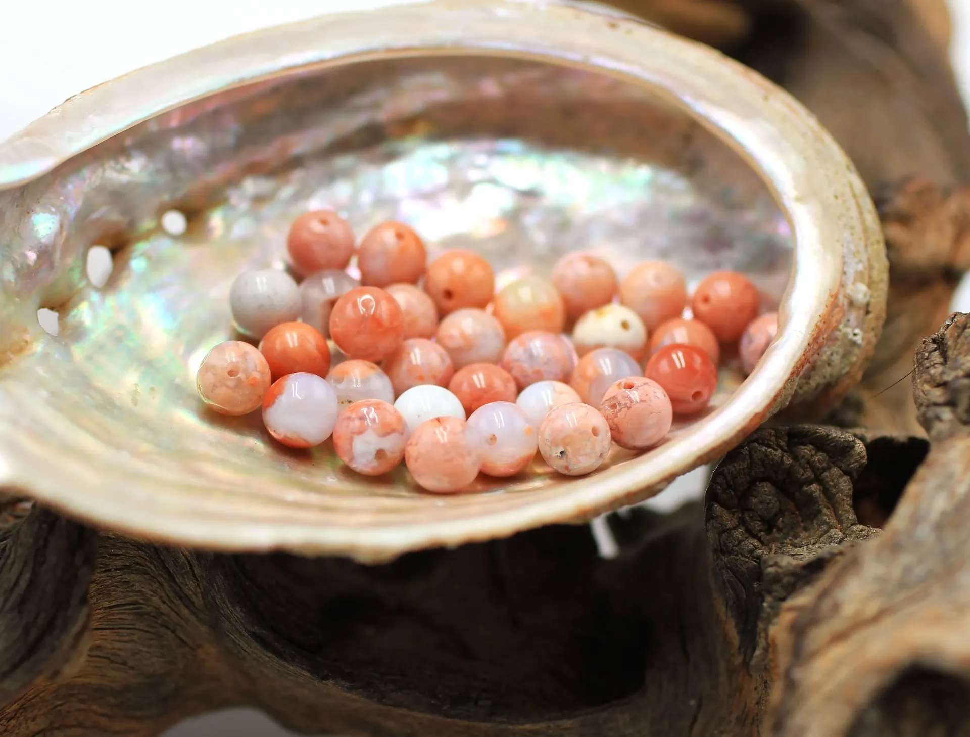 Perle 6mm en Agate rose "candy"