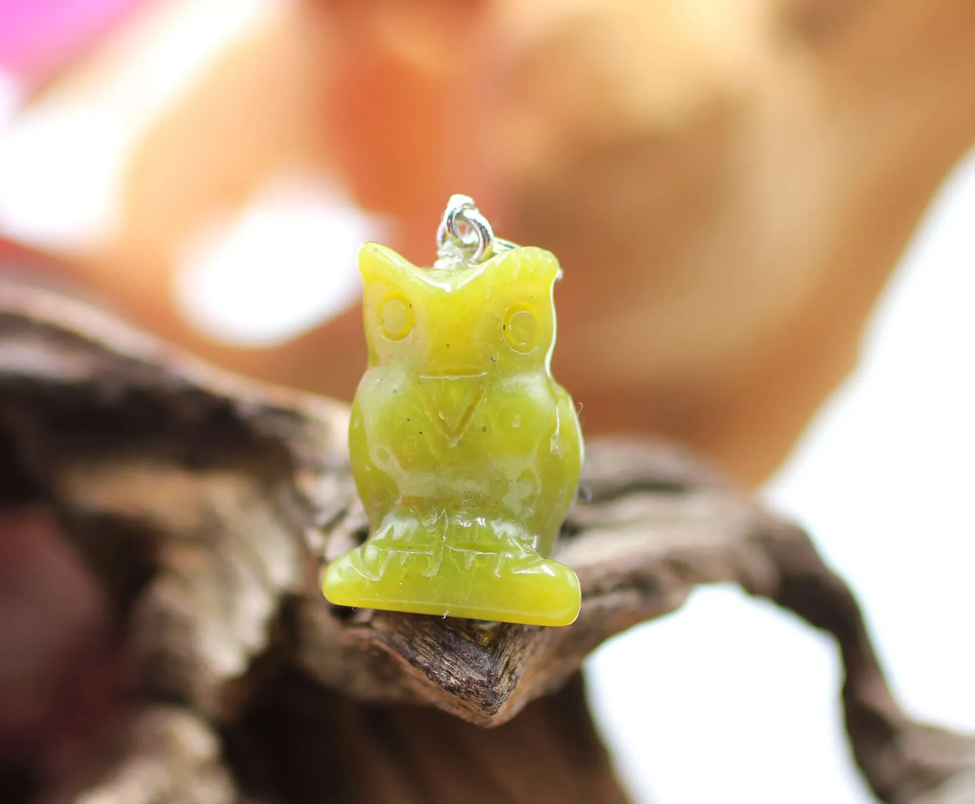 Pendentif Chouette en Jade Thaï