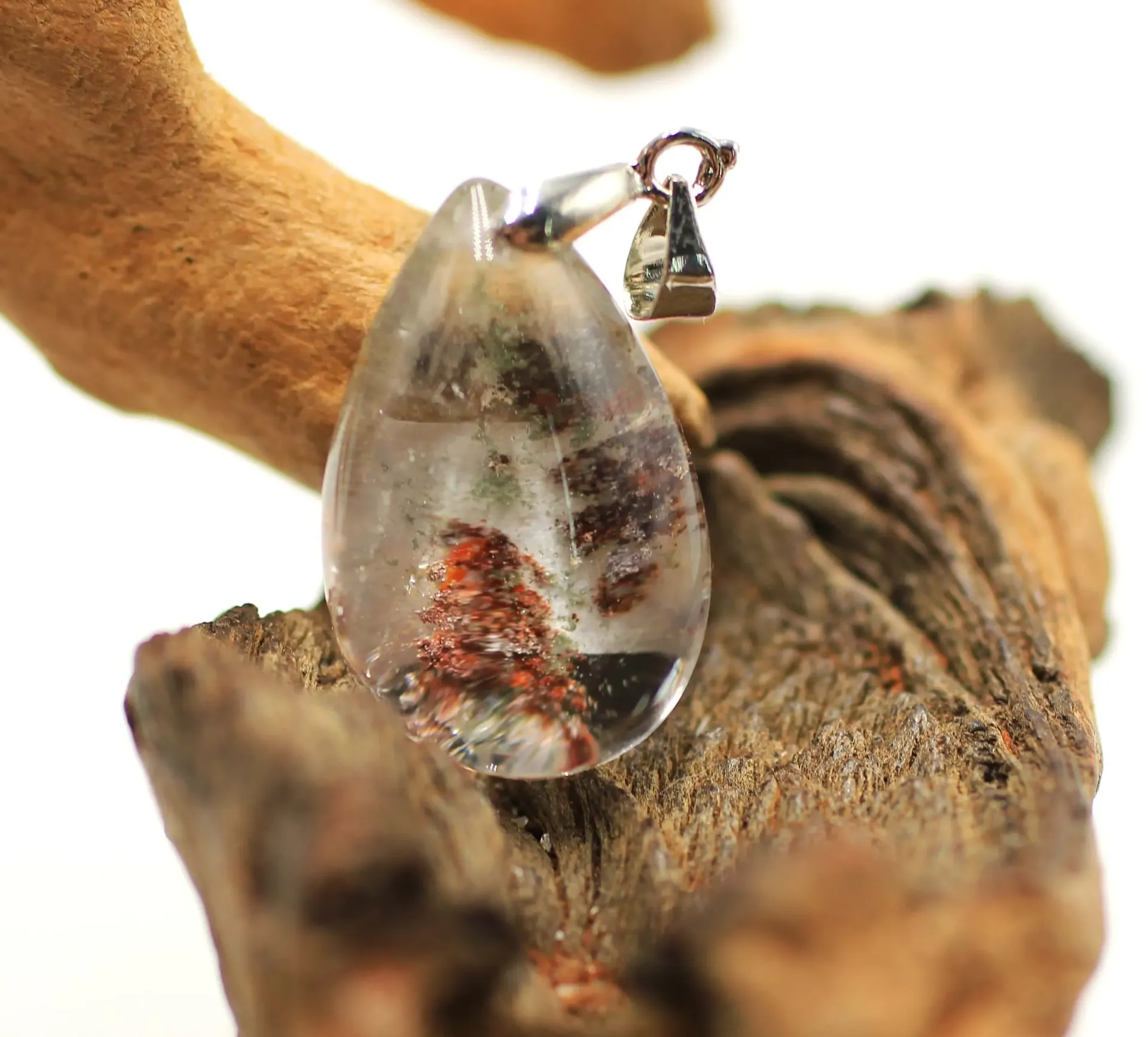 Pendentif goutte en Quartz lodolite