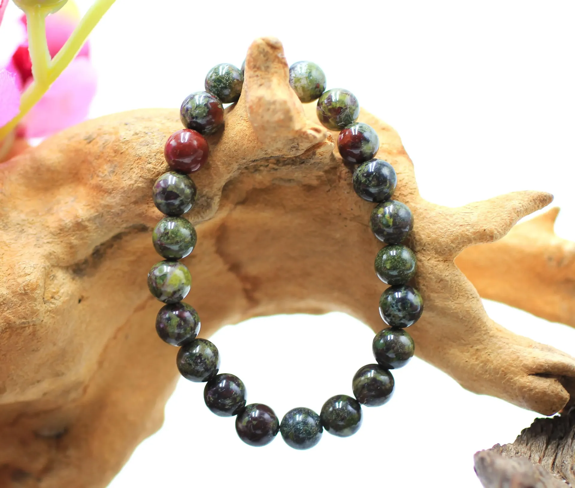 Bracelet en perles 8mm en Jaspe Sang de Dragon