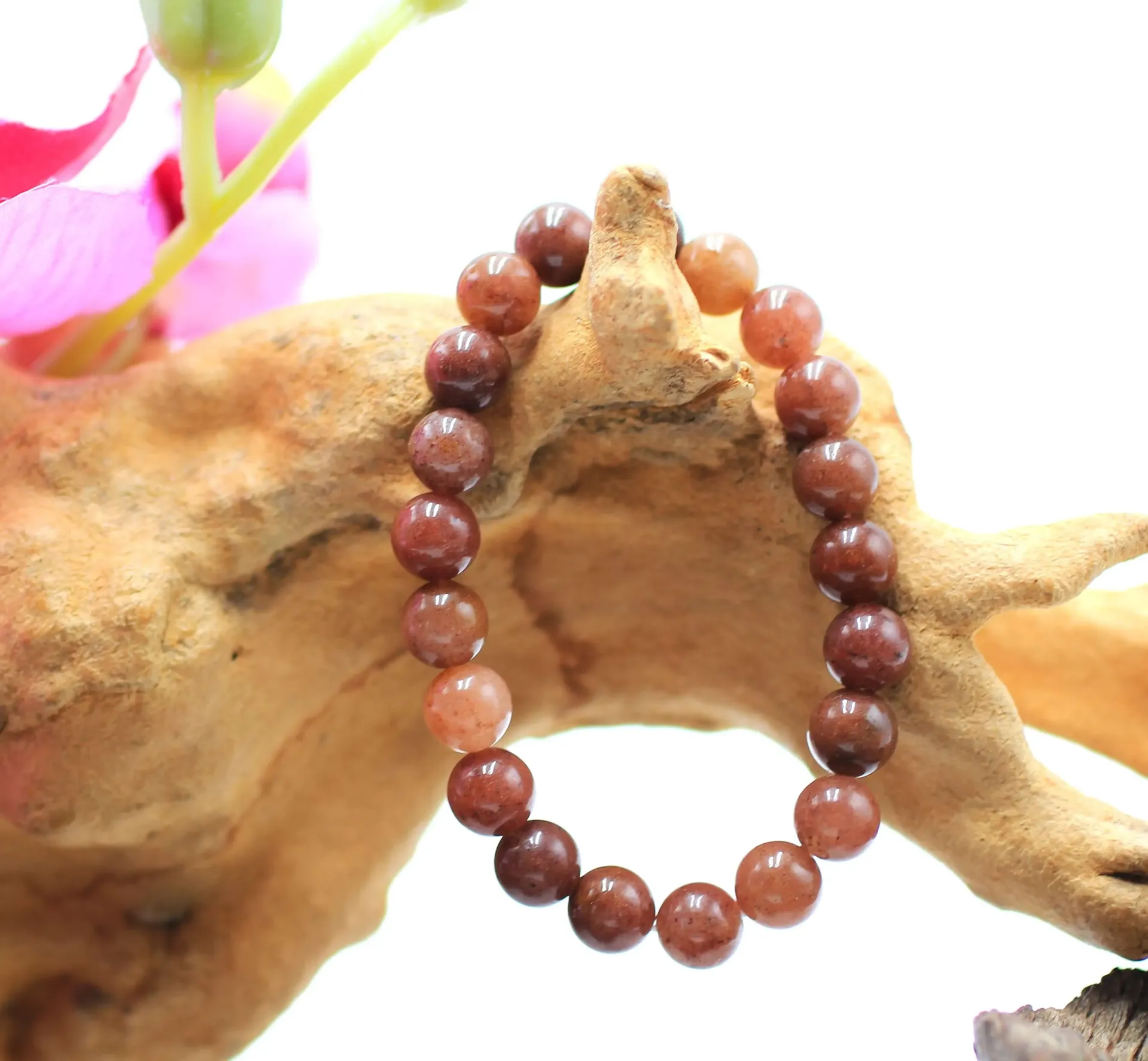 Bracelet en perles 8mm en Aventurine rouge