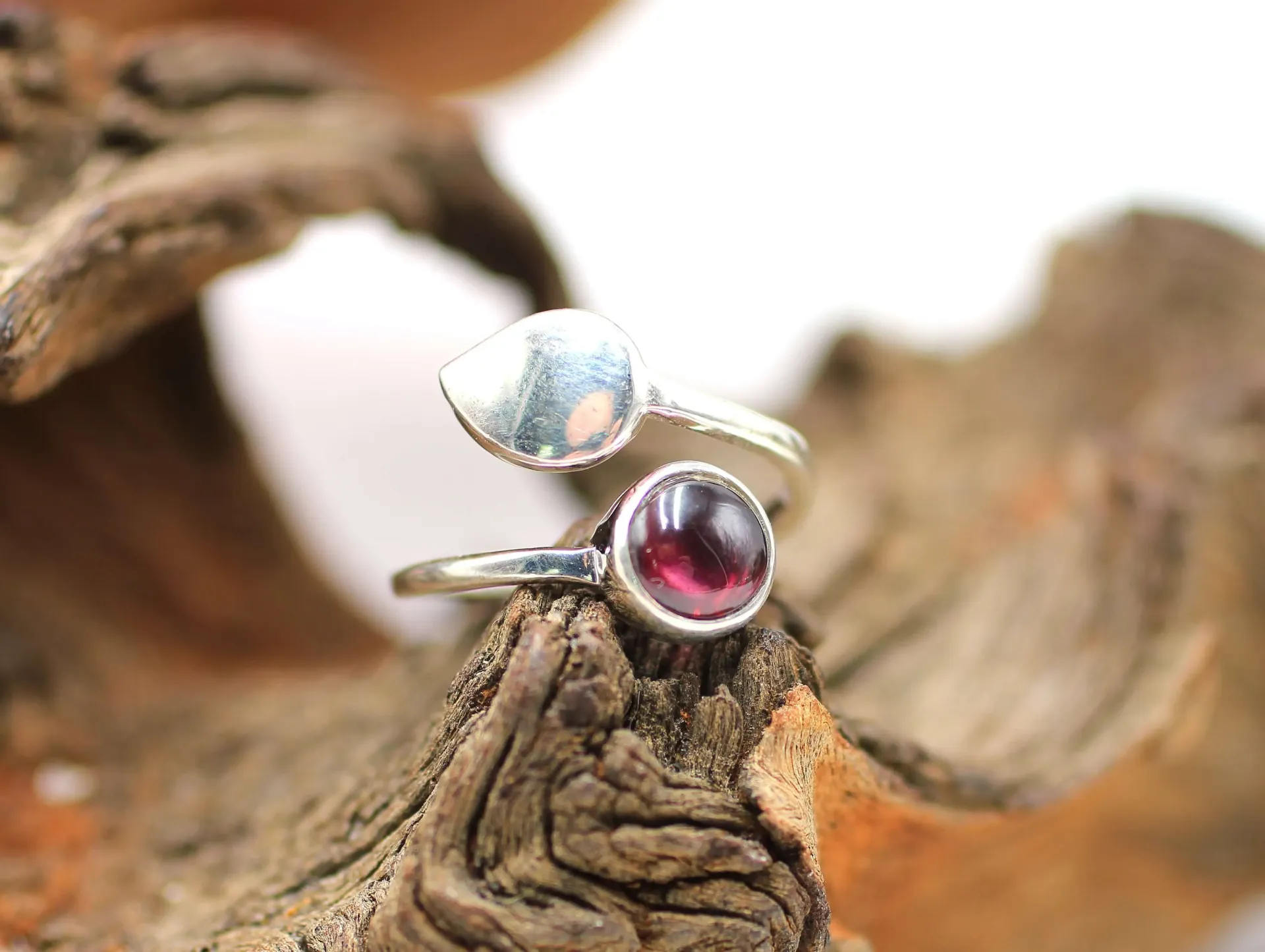 Bague réglable en Argent 925 et en Grenat Rhodolite