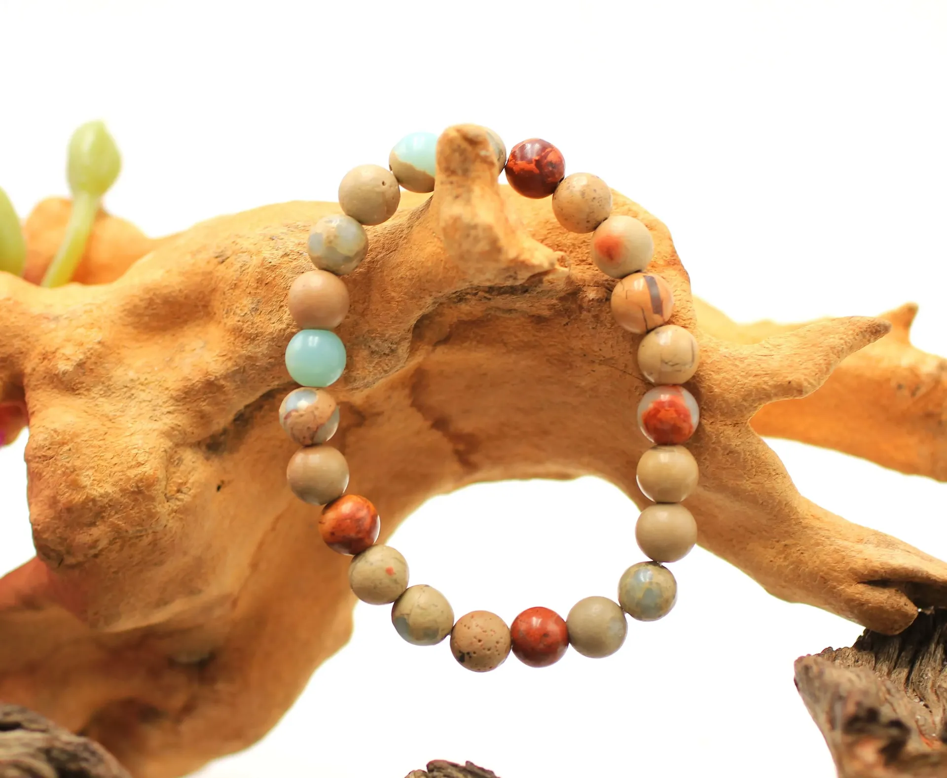 Bracelet en perles 8mm en Jaspe bleu