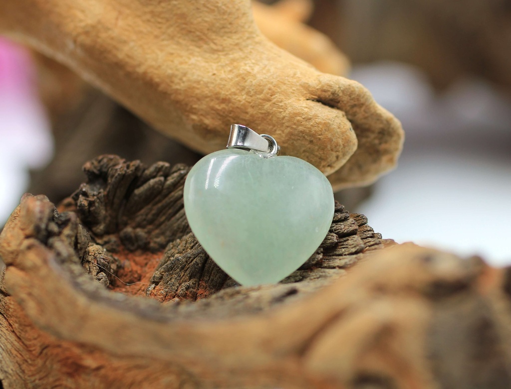 Pendentif cœur en Aventurine verte