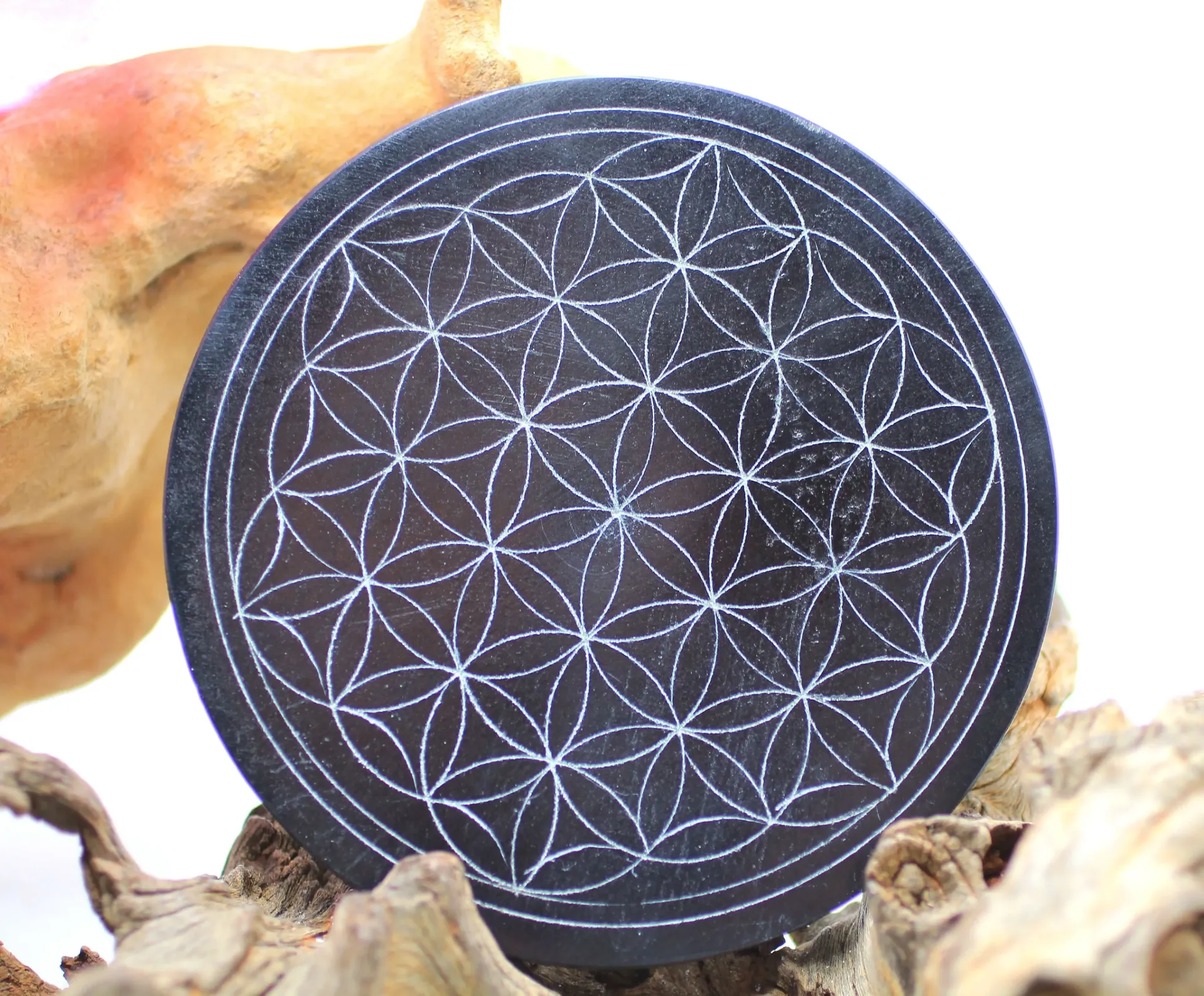 Tranche en Stéatite et motif Fleur de vie