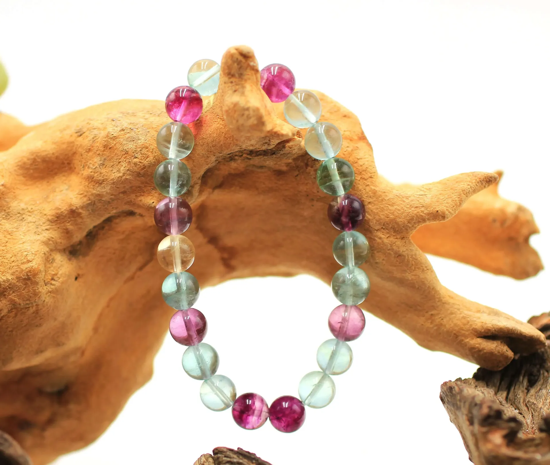 Bracelet en perles 8mm en Fluorite multicolore