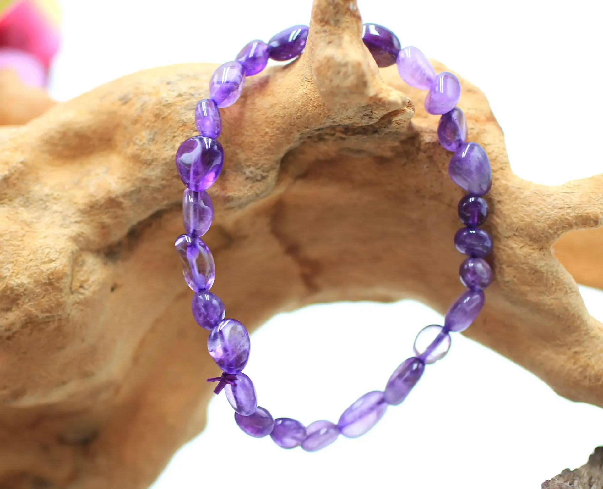 Bracelet en perles asymétriques en Améthyste