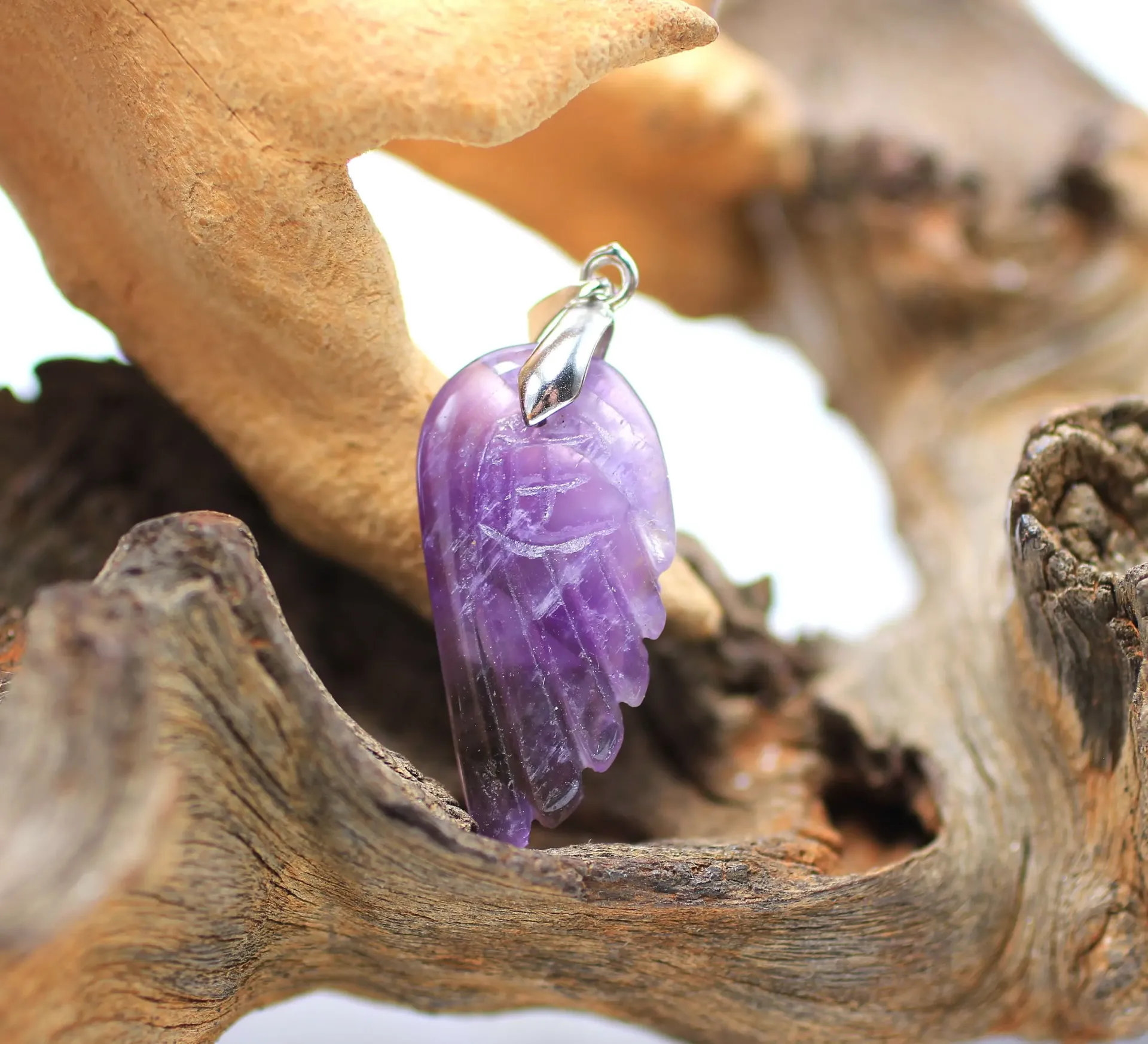 Pendentif aile d'Ange en Améthyste