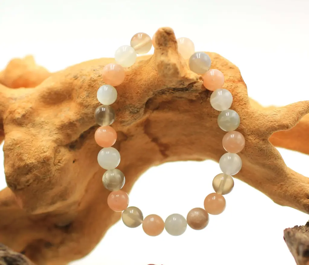 Bracelet en perles 6mm en Pierre de lune mixte