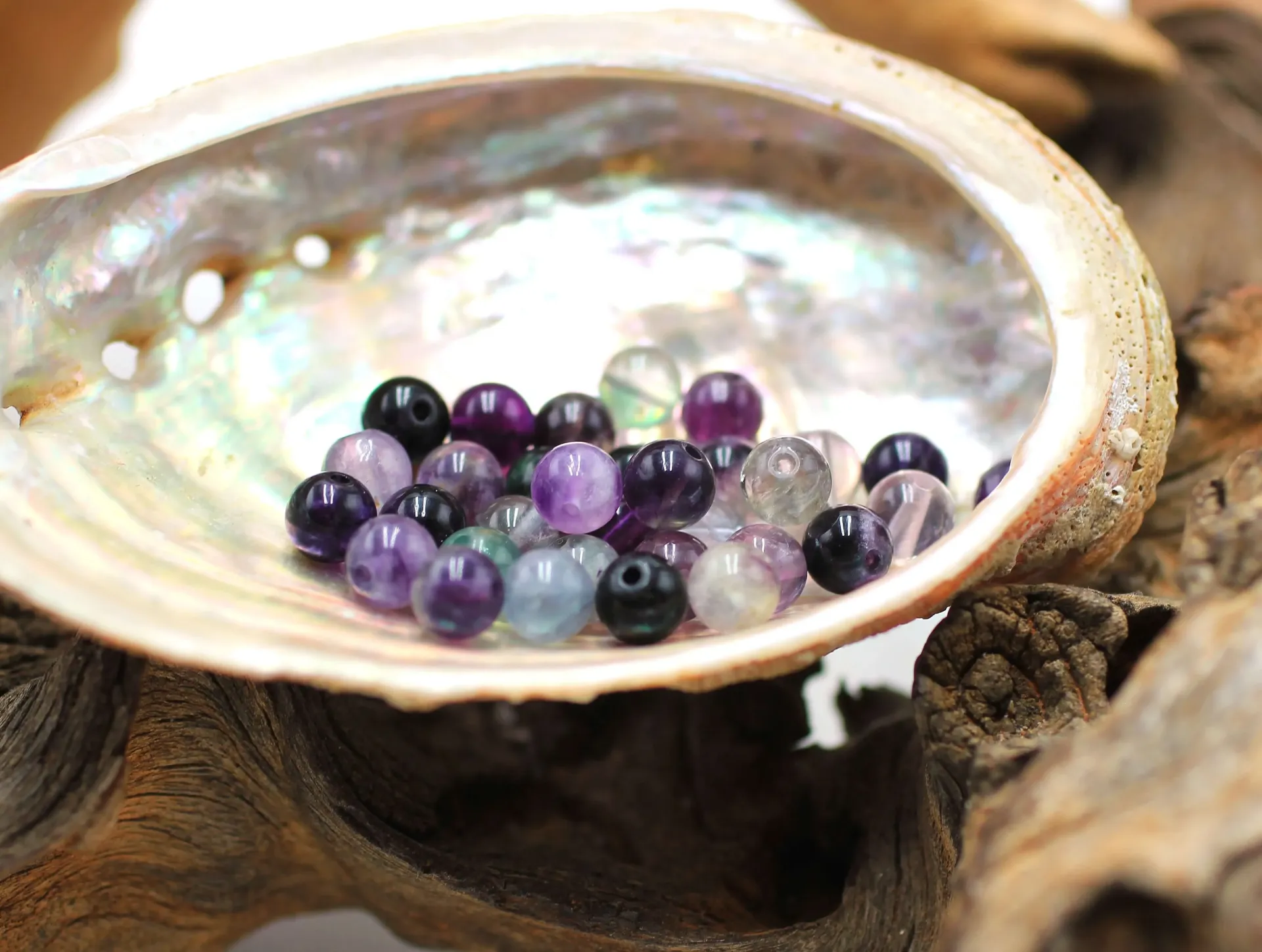 Perle 6mm en Fluorite violette