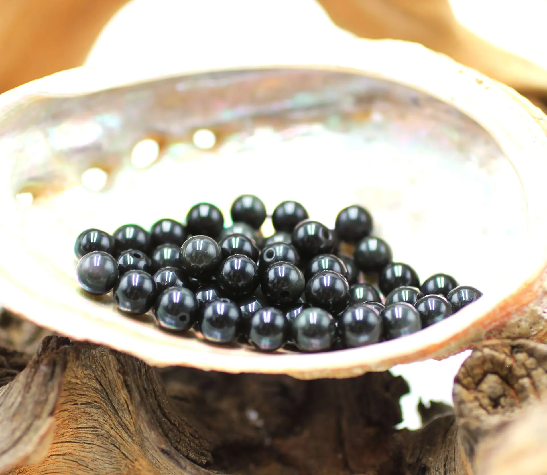 Perle 6mm en Obsidienne œil céleste