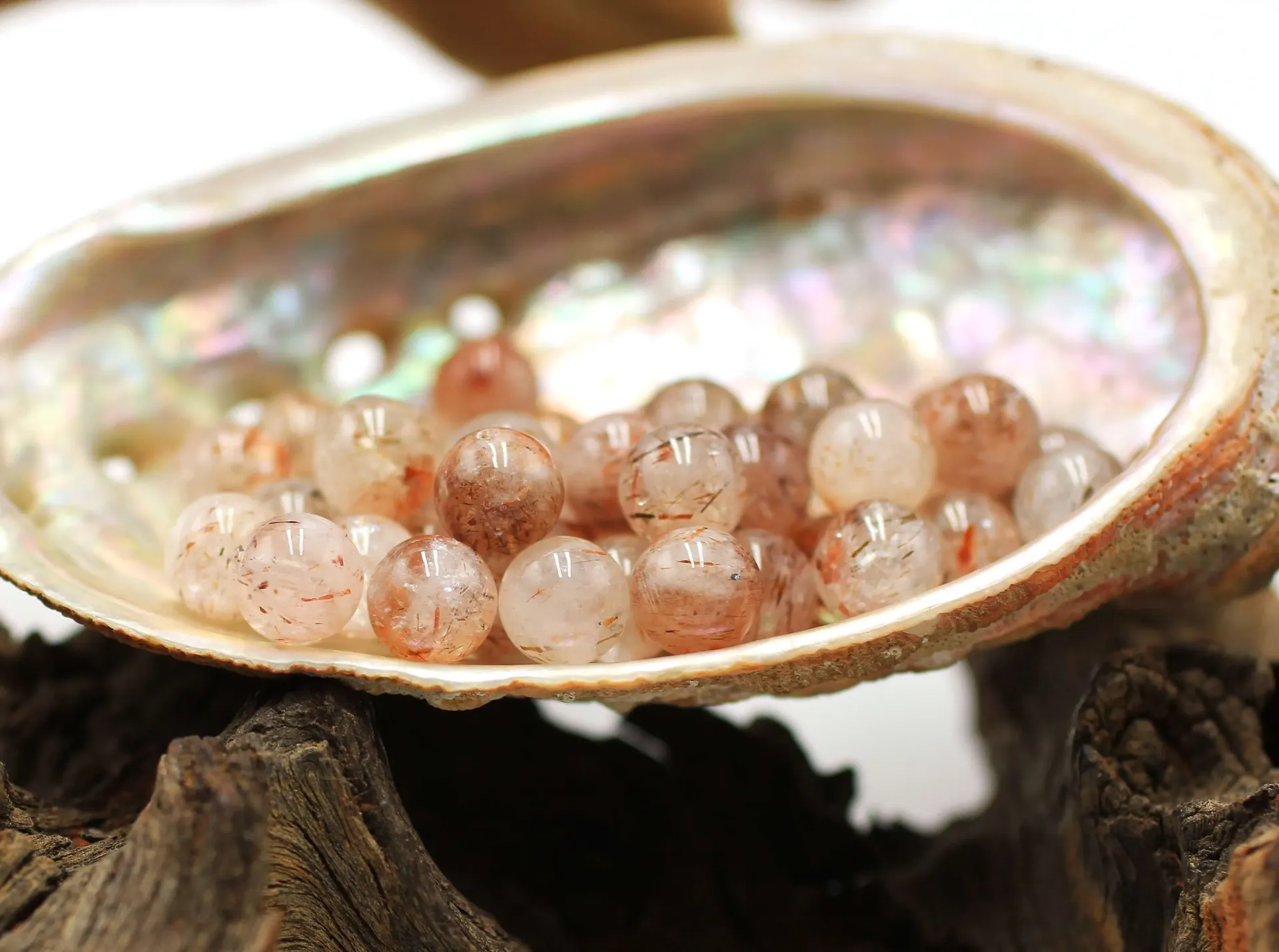 Perle 8mm en Quartz rutile rouge