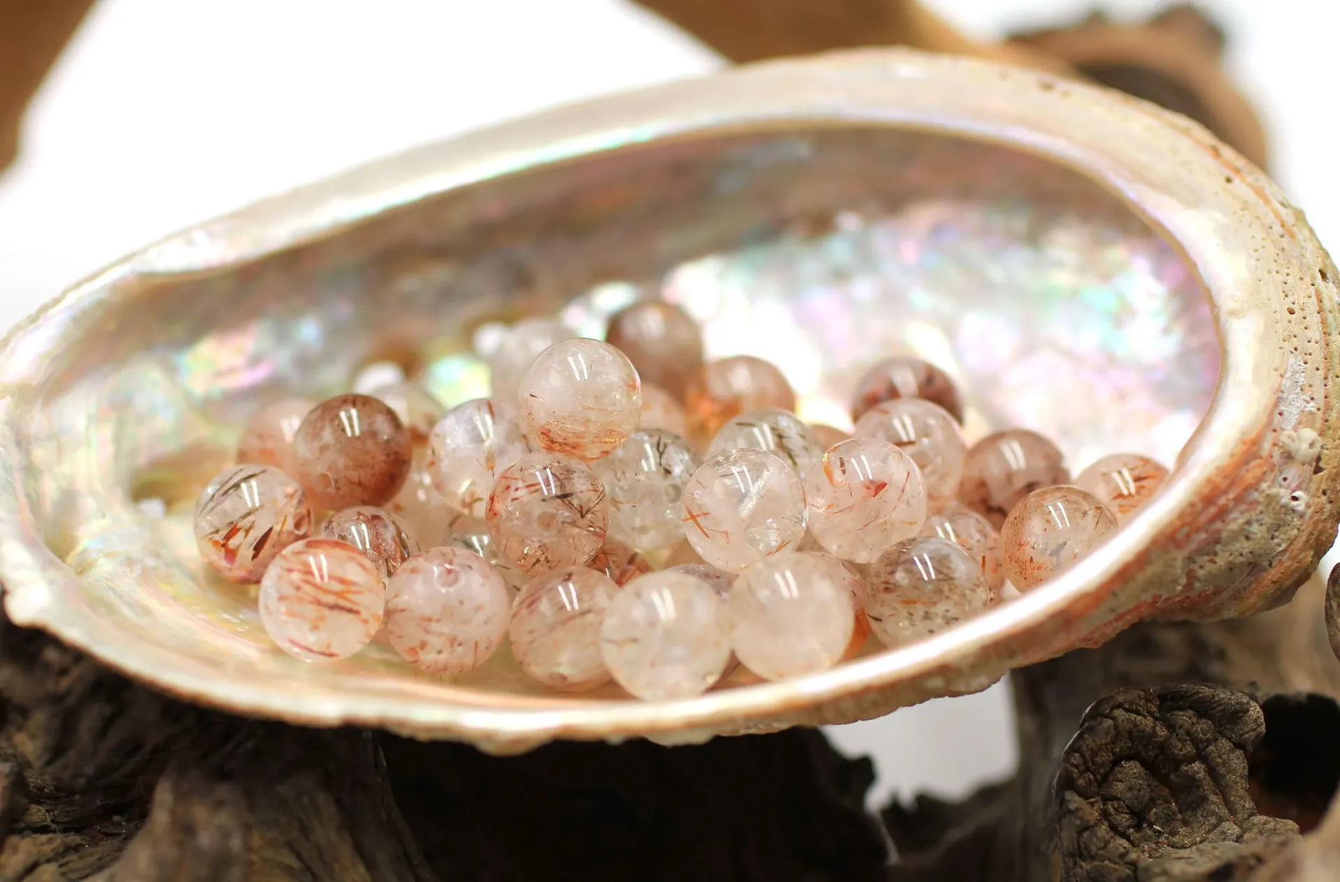 Perle 8mm en Quartz rutile rouge