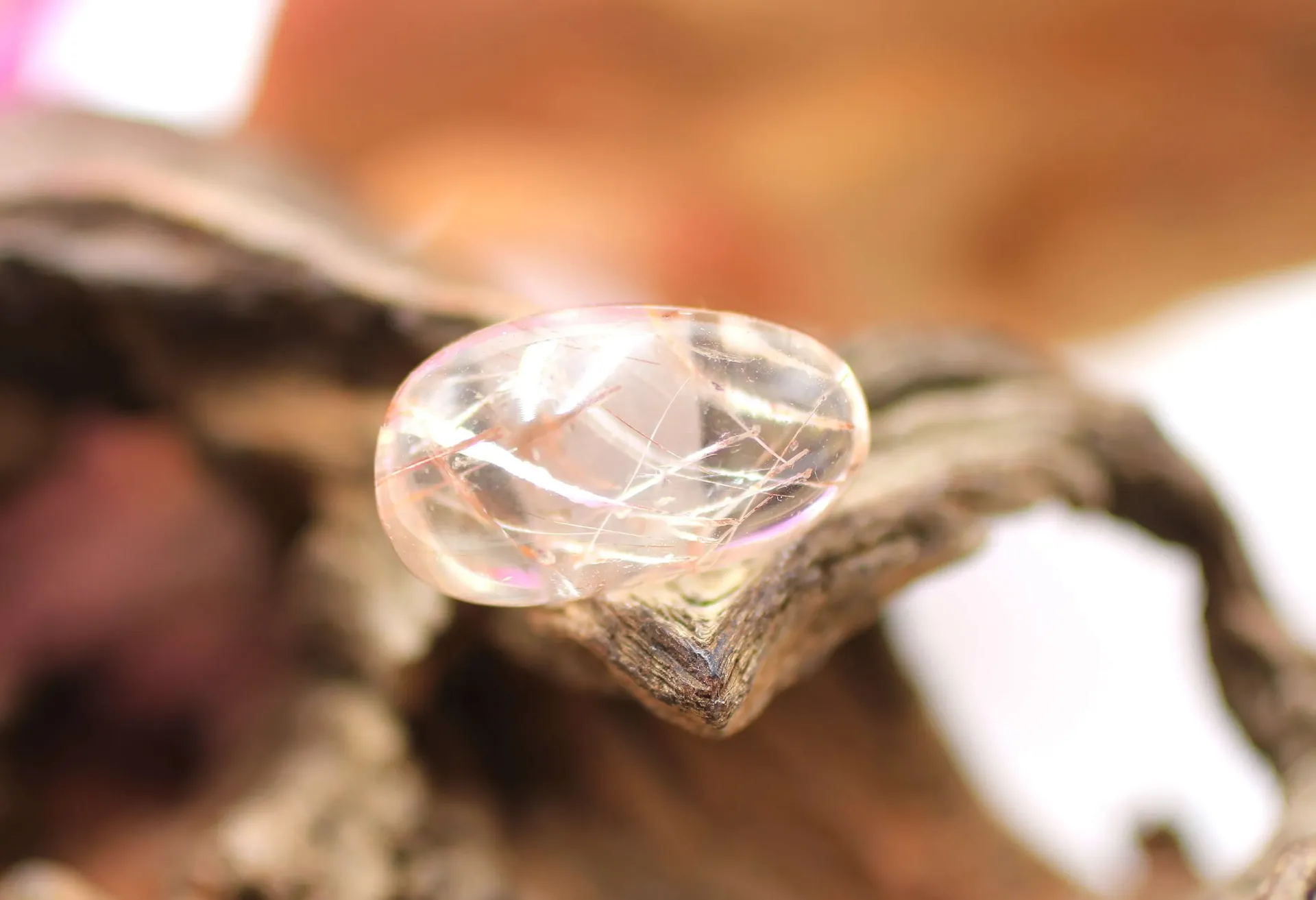 Quartz rutile cuivré roulé