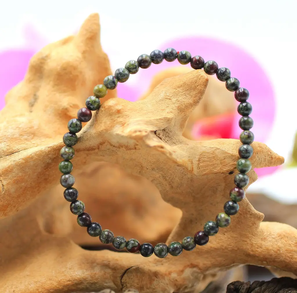 Bracelet en perles 4mm en Jaspe Sang de Dragon