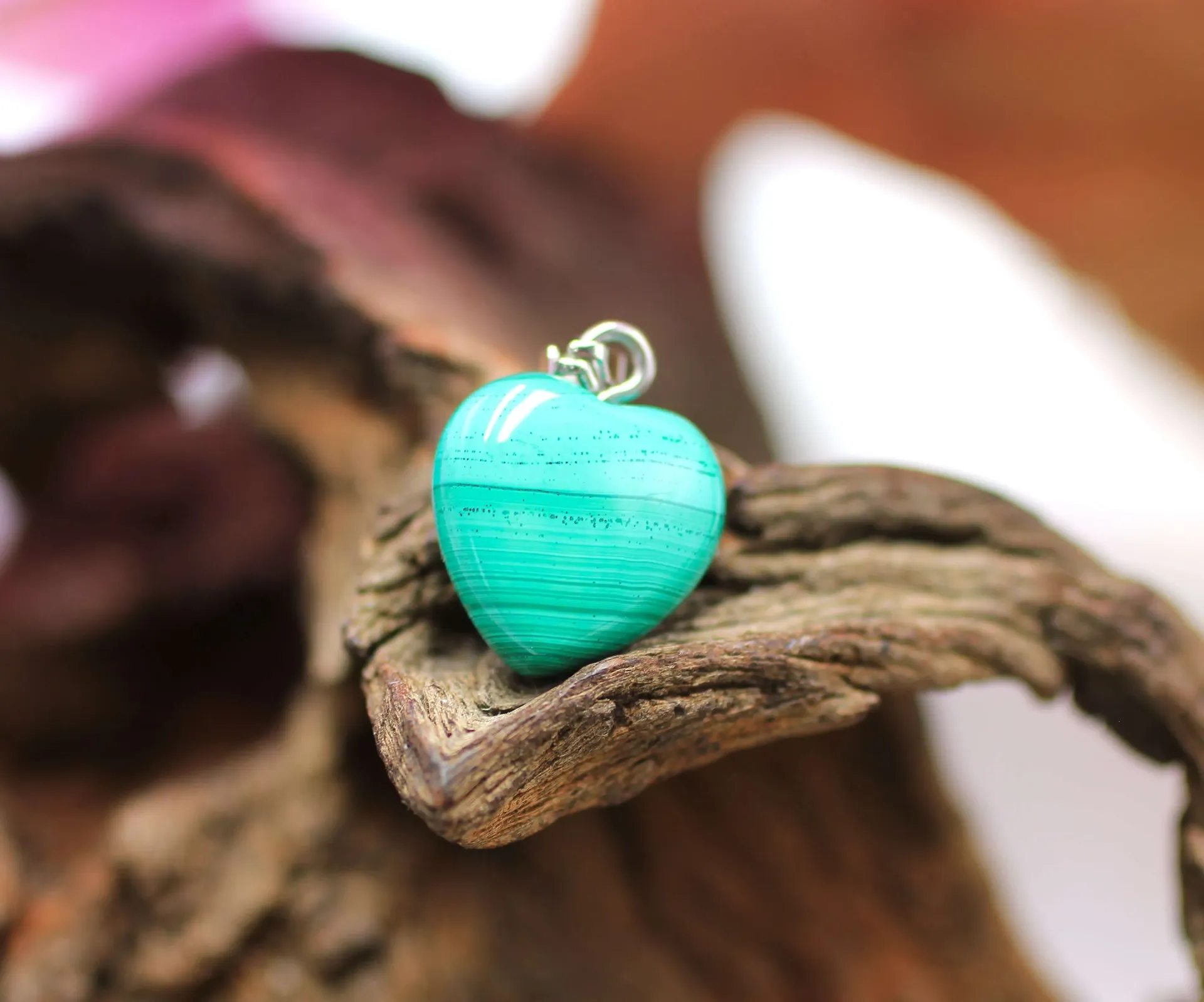 Pendentif coeur en Malachite