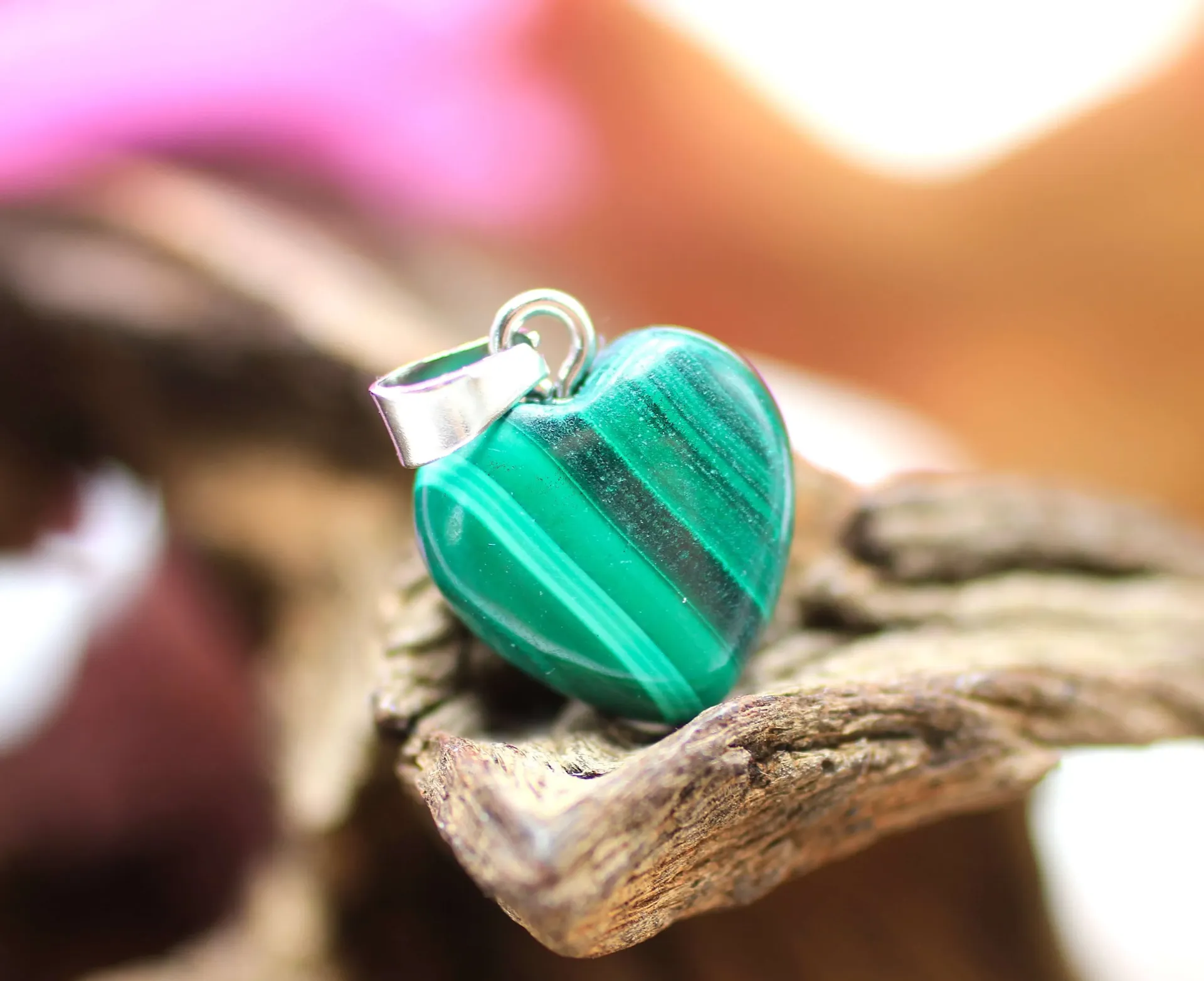 Pendentif coeur en Malachite