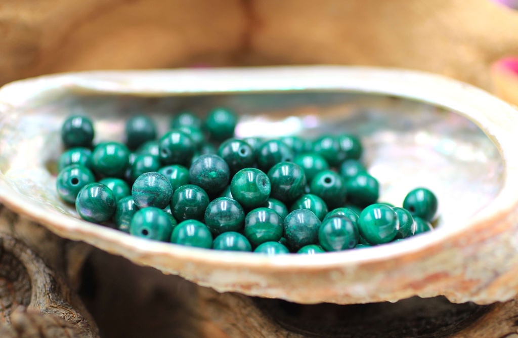 Perle 6mm en Malachite foncée