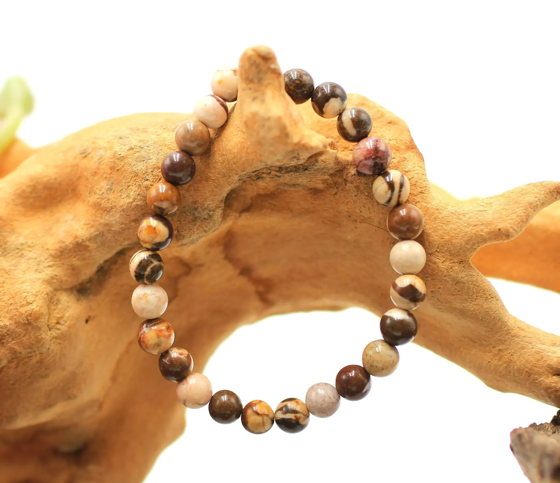 Bracelet en perles 6mm en Jaspe cappuccino