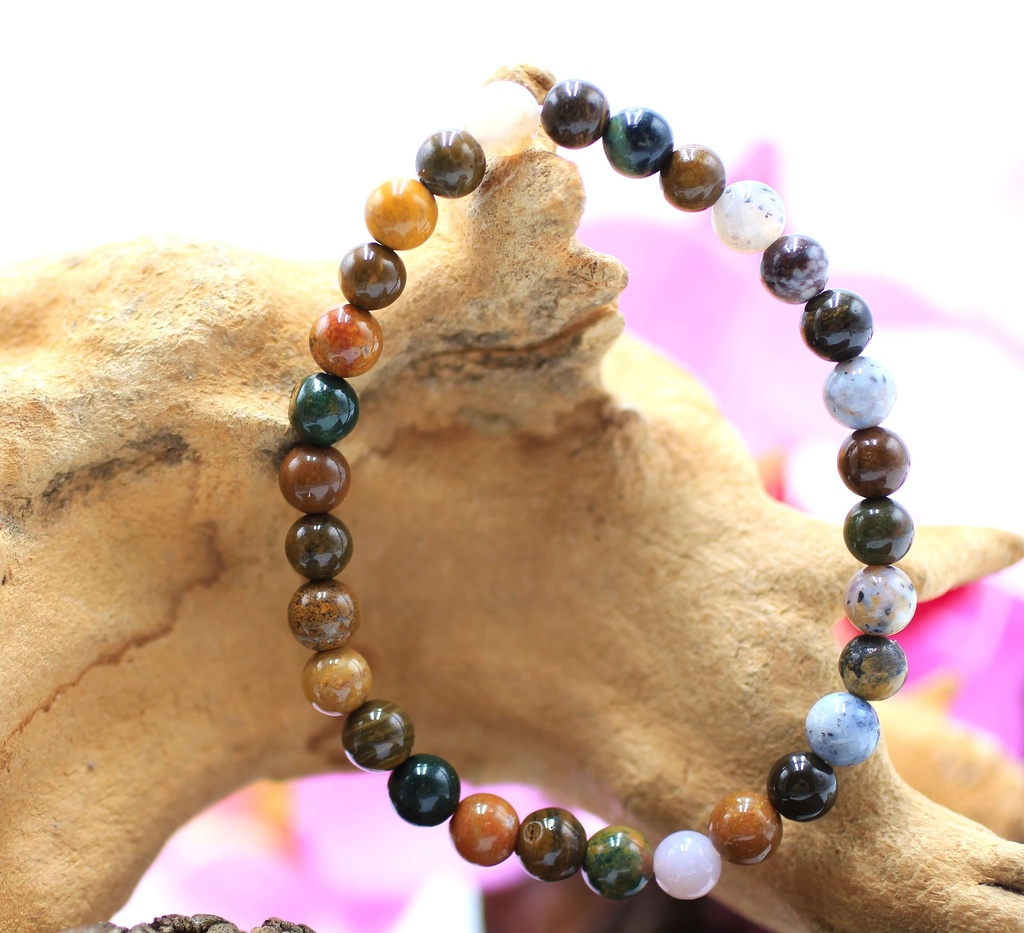 Bracelet en perles 6mm en Jaspe océan