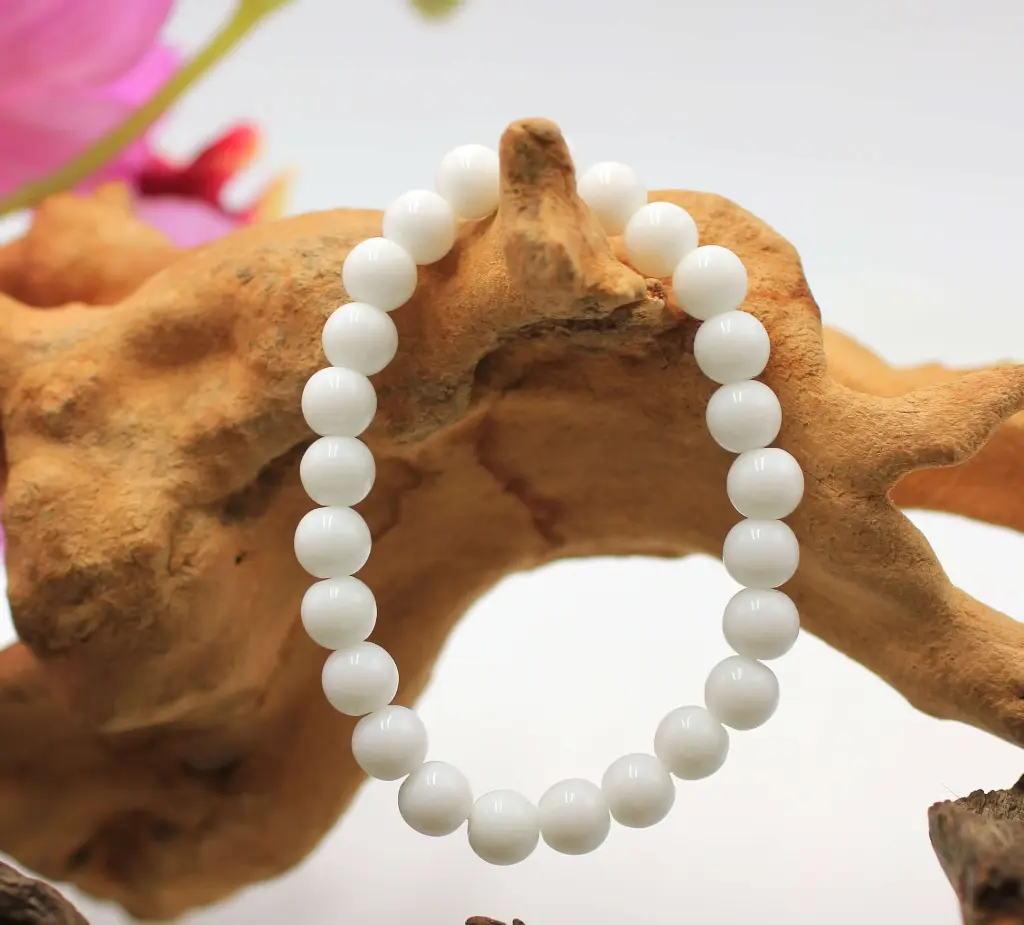 Bracelet en perles 8mm en Agate blanche