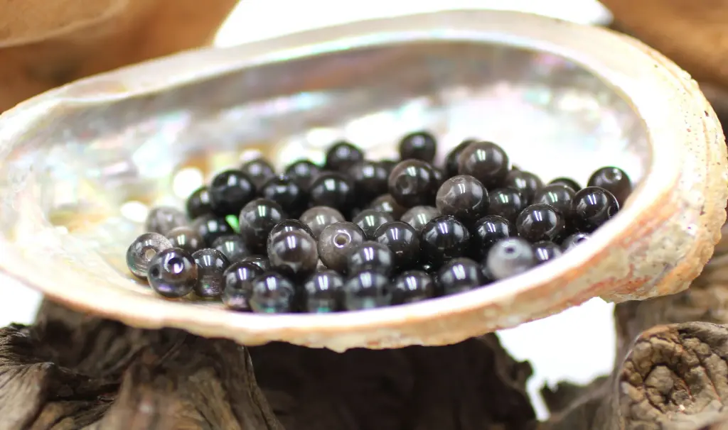 Perle 6mm en Obsidienne argentée