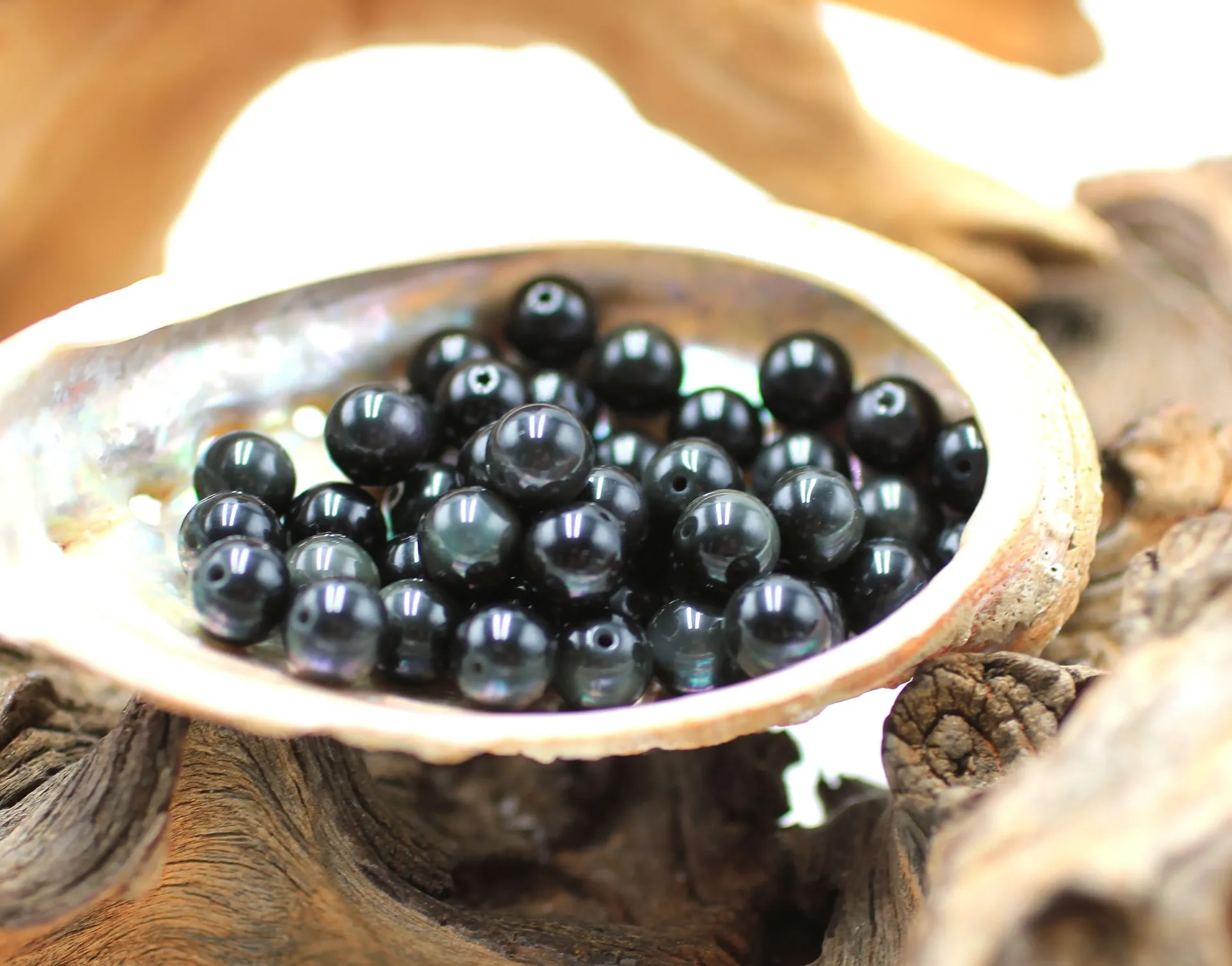 Perle 8mm en Obsidienne œil céleste