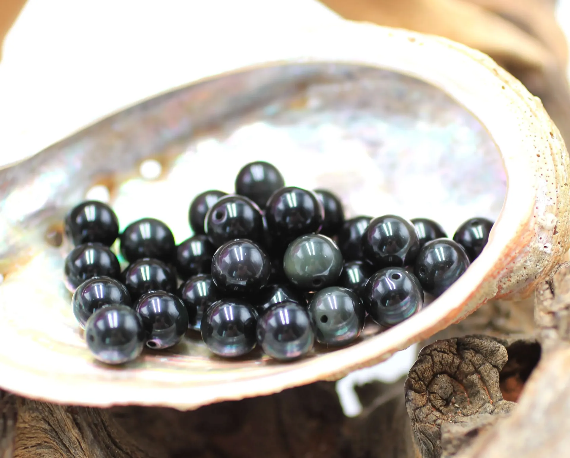 Perle 8mm en Obsidienne œil céleste